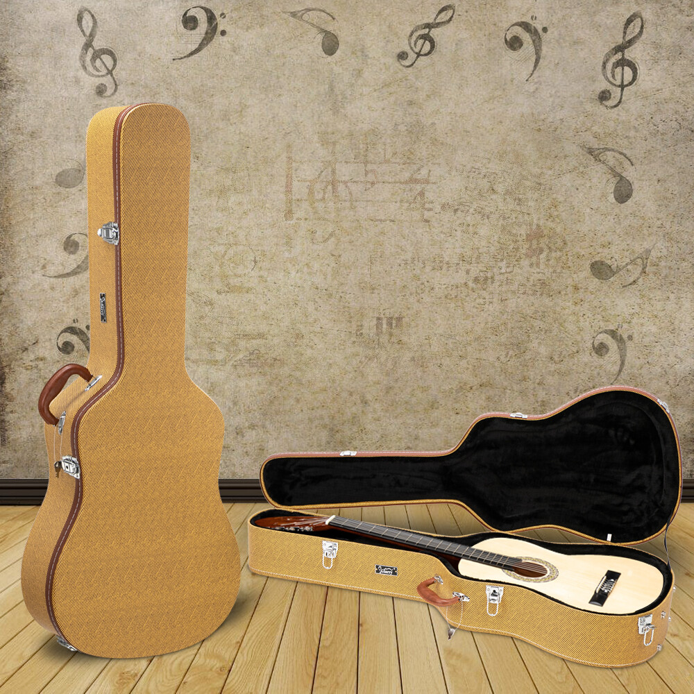 Xcceries 41" Folk Acoustic Guitar Hard Shell Carrying Case Microgroove Flat