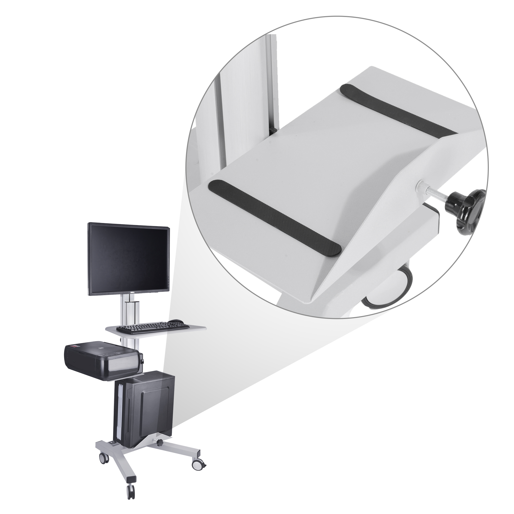 YesSources Medical Mobie PC Cart Computer Dual Mount Extension Pole CPU Holder
