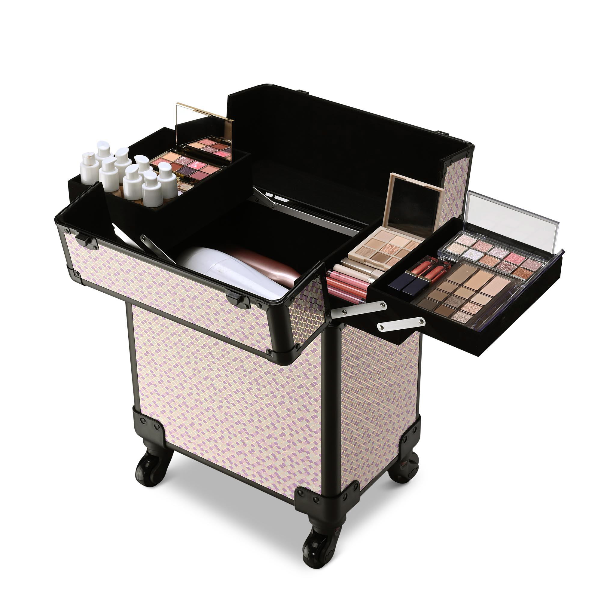 Byootique Valigetta Treno Trucco Rotante su Ruote Trolley Cosmetico - Foto 19 di 20