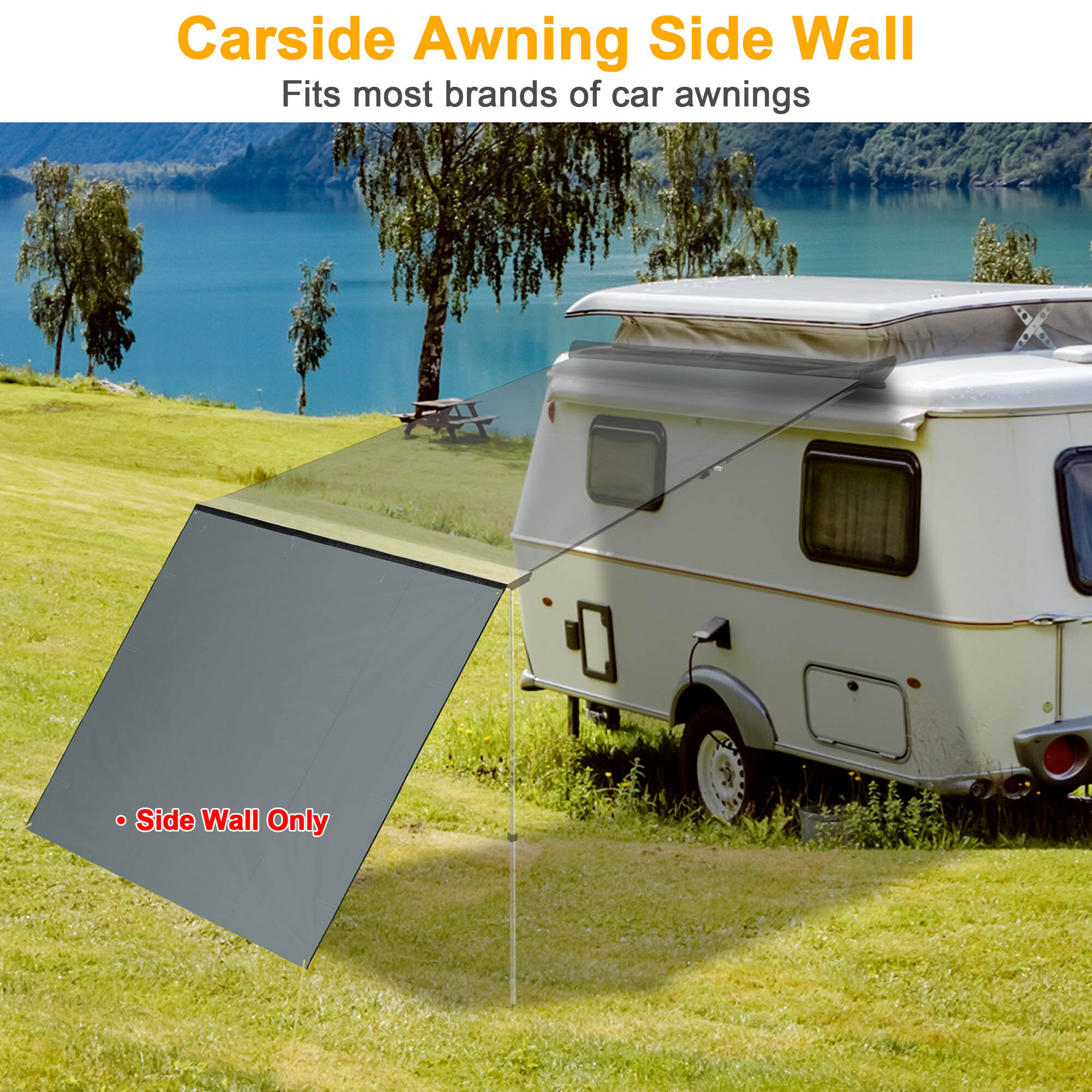 Apluschoice 6.4x6.7 Ft RV Awning Side Wall for Car Side Awning Rooftop Tent UV - Picture 3 of 10