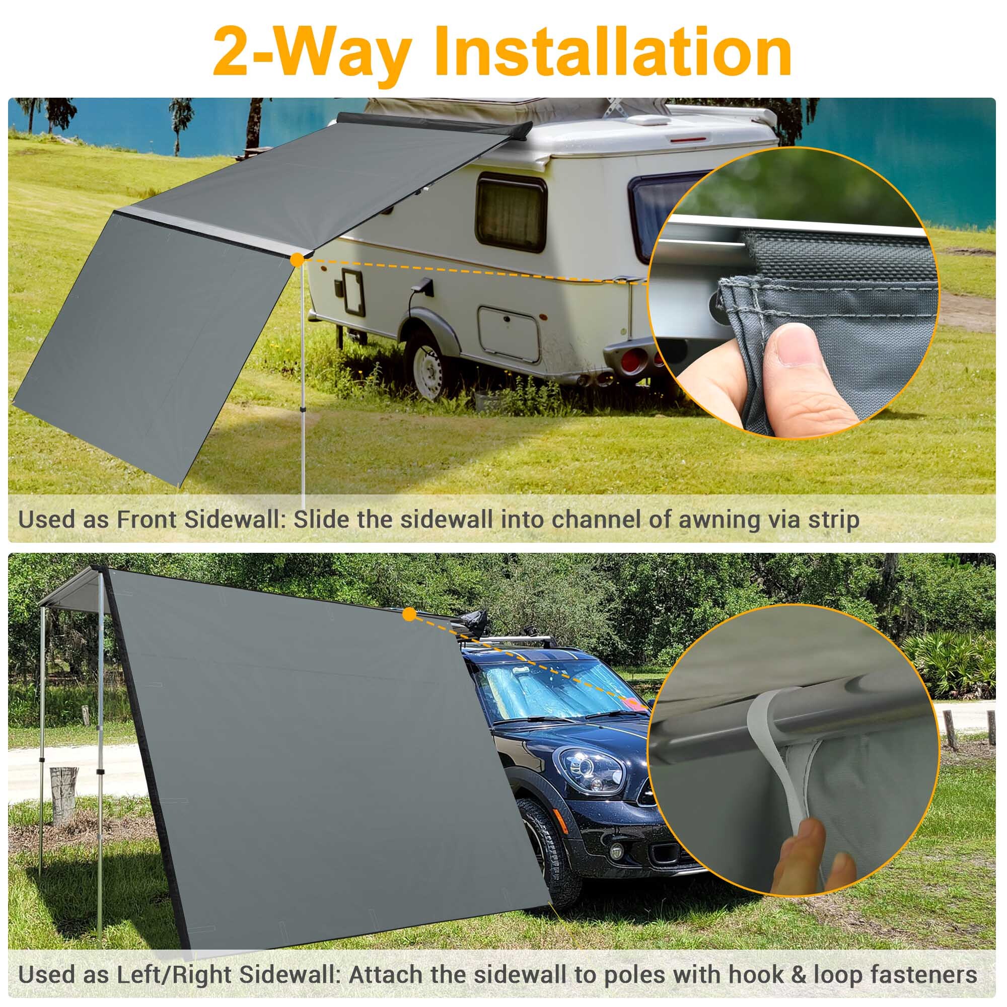 Apluschoice 6.4x6.7 Ft RV Awning Side Wall for Car Side Awning Rooftop Tent UV - Picture 5 of 10