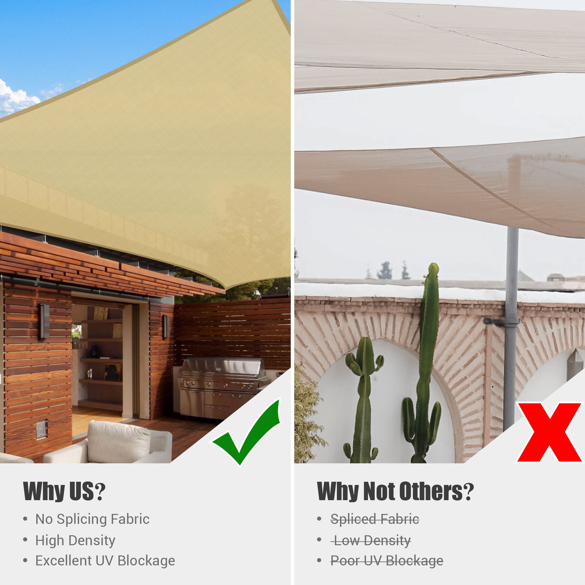 Sun Shade Sail Outdoor Patio Top Canopy Cover UV Block Triangle Square Rectangle - Picture 45 of 100