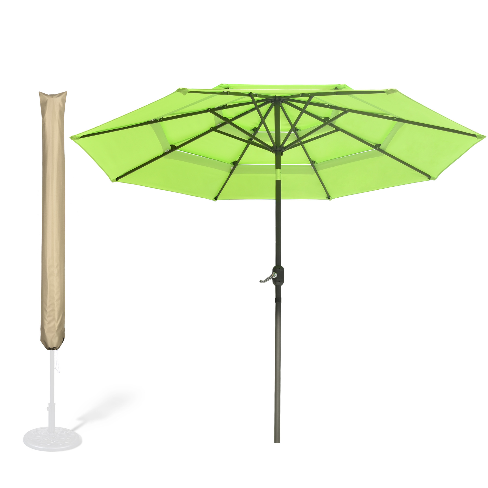 11 Ft Patio Umbrella with Protective Cover Crank Tilt Aluminum 3 Tier Color Opt - Picture 6 of 29