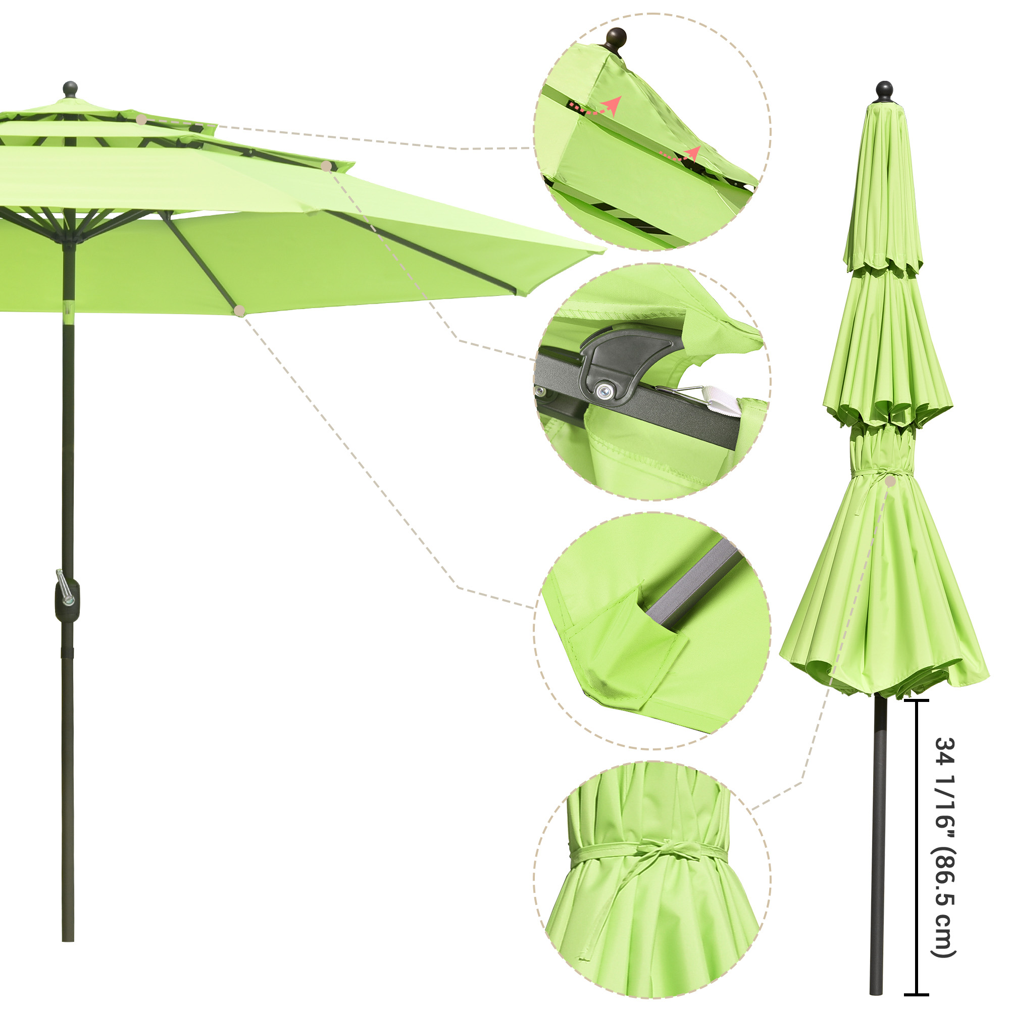 11 Ft Patio Umbrella with Protective Cover Crank Tilt Aluminum 3 Tier Color Opt - Picture 8 of 29