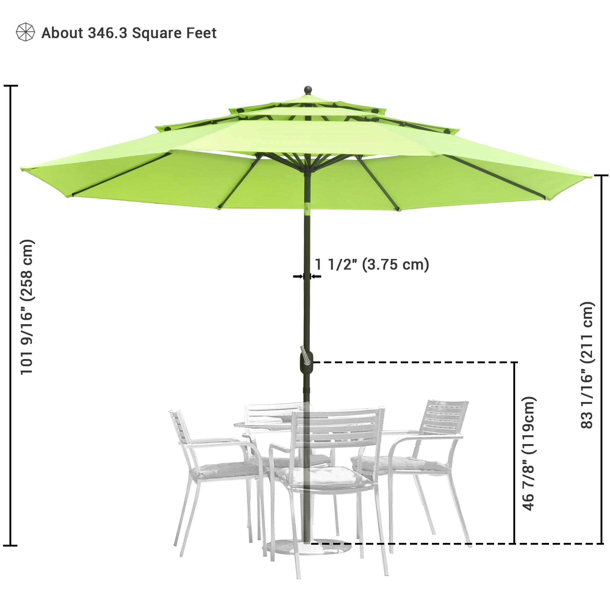 11 Ft Patio Umbrella with Protective Cover Crank Tilt Aluminum 3 Tier Color Opt - Picture 9 of 29