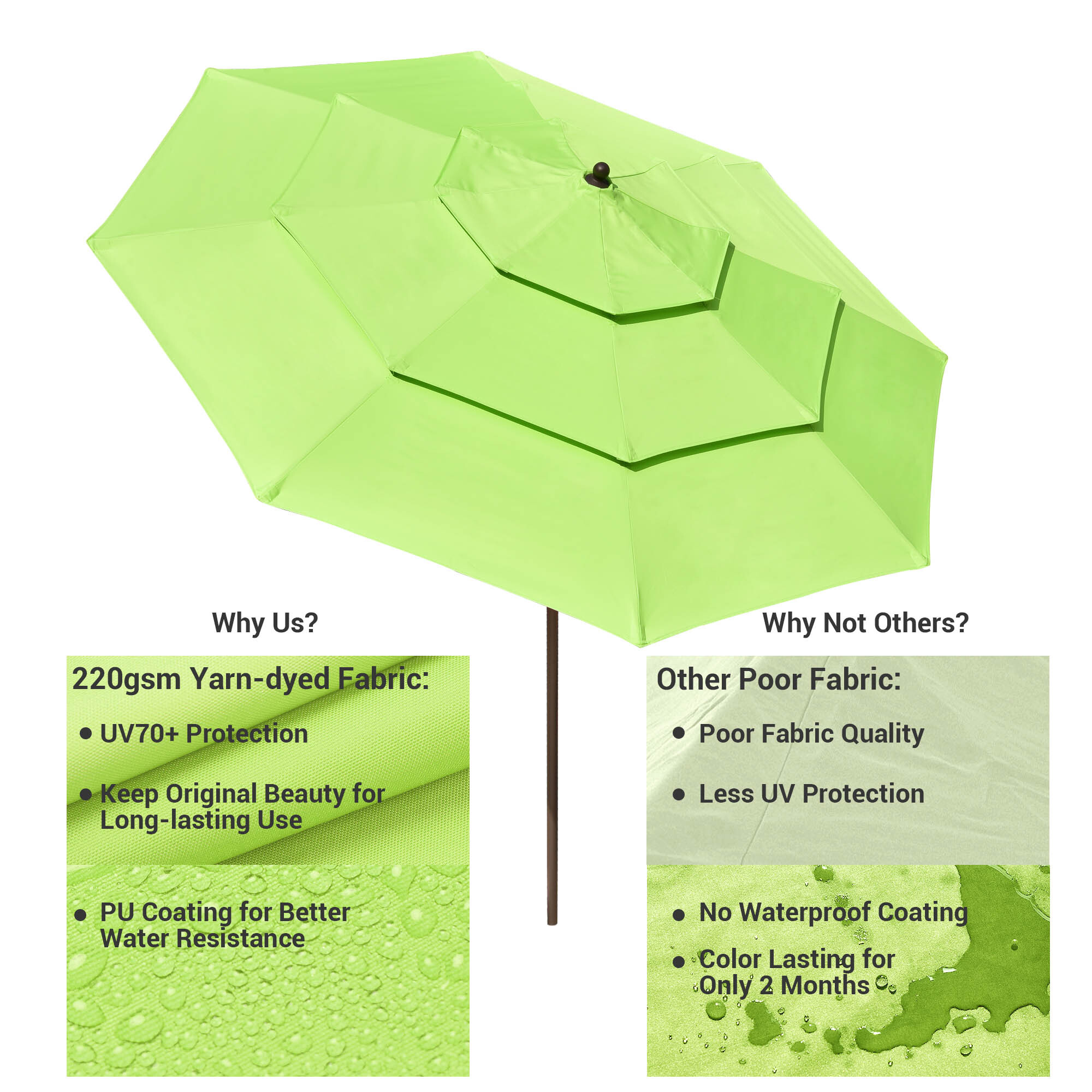 11 Ft Patio Umbrella with Protective Cover Crank Tilt Aluminum 3 Tier Color Opt - Picture 7 of 29