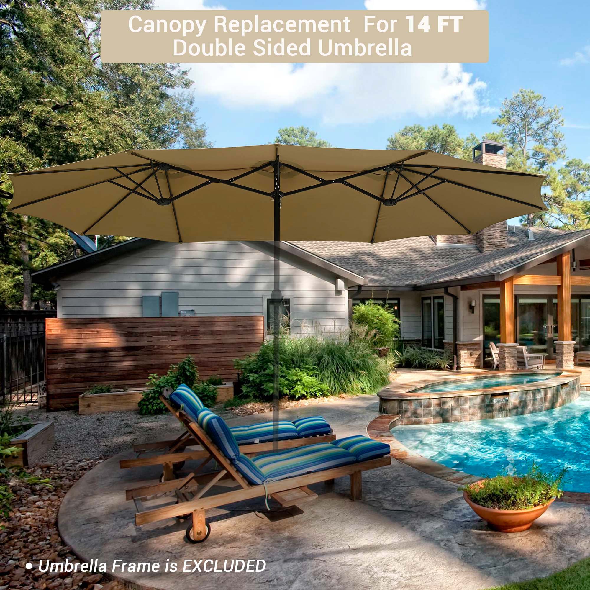 14 Fuß doppelseitiger Regenschirm Ersatz Baldachin Markt Tischplatte Outdoor Deck - Bild 7 von 12