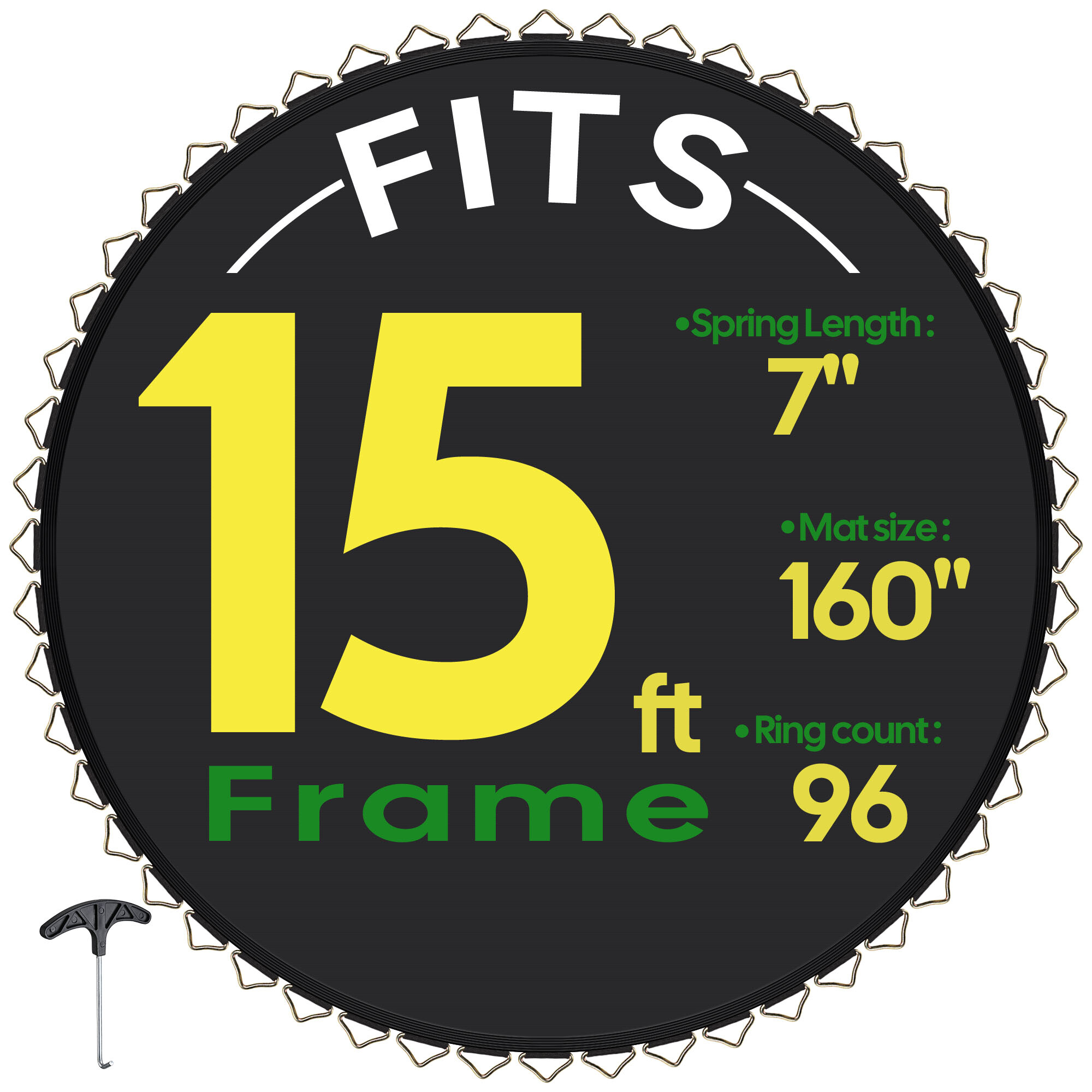 12' 13' 14' 15' Round Trampoline Mat Replacement 72-96 Rings 5.5" 7" 8.5" Spring - Picture 28 of 30