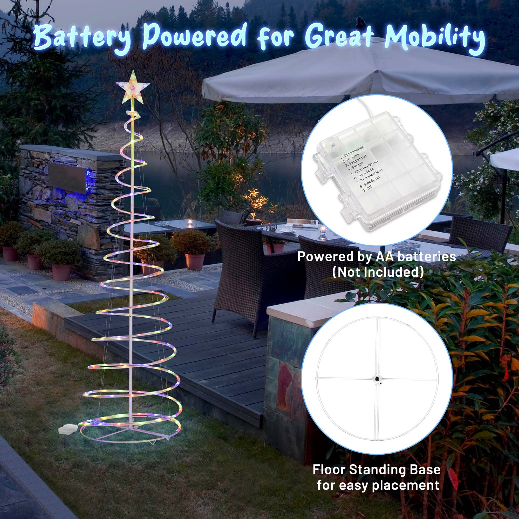 Yescom Luminoso Spirale Albero di Natale Luce Giardino Esterno Decorazione Festa - Foto 40 di 45