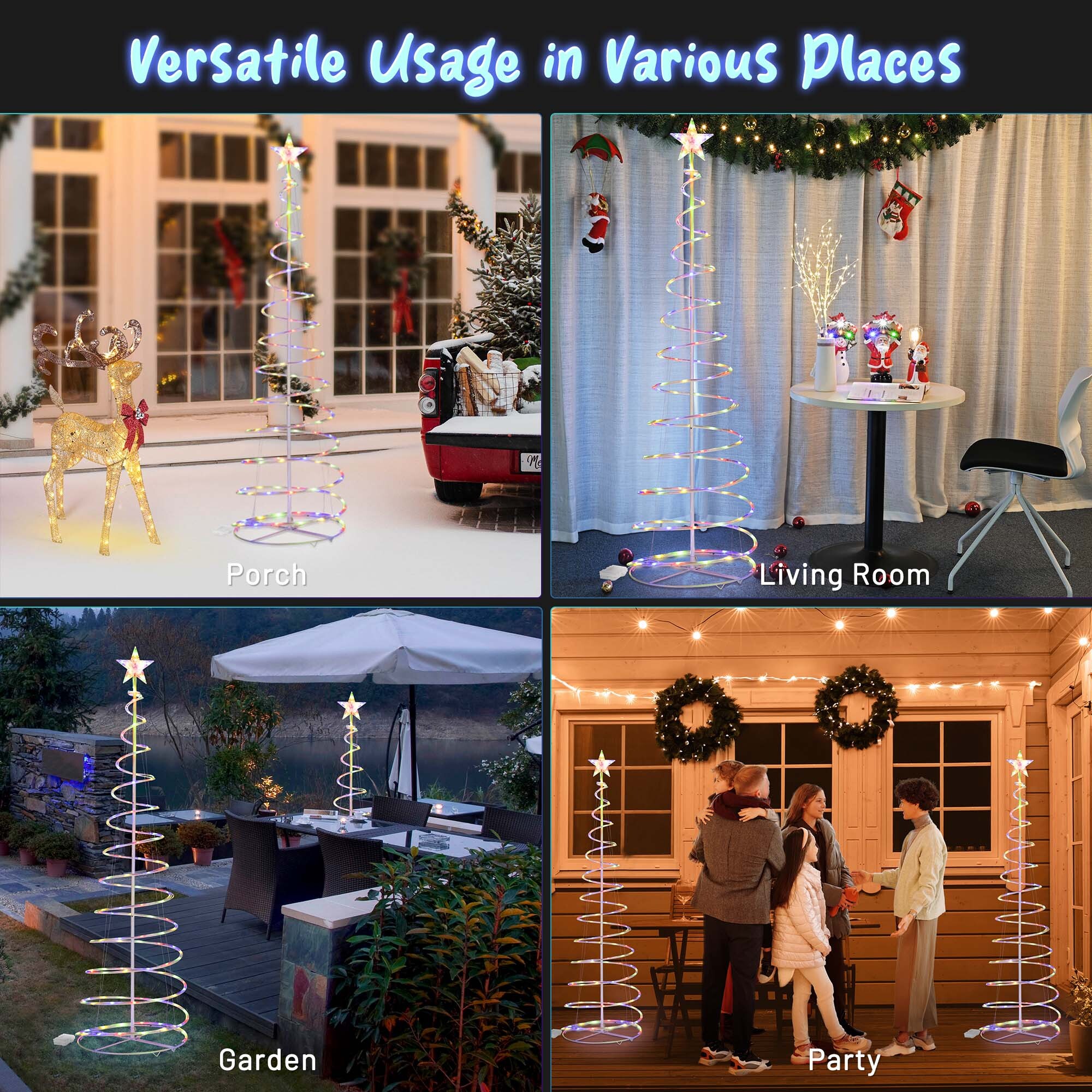 Yescom Luminoso Spirale Albero di Natale Luce Giardino Esterno Decorazione Festa - Foto 38 di 45