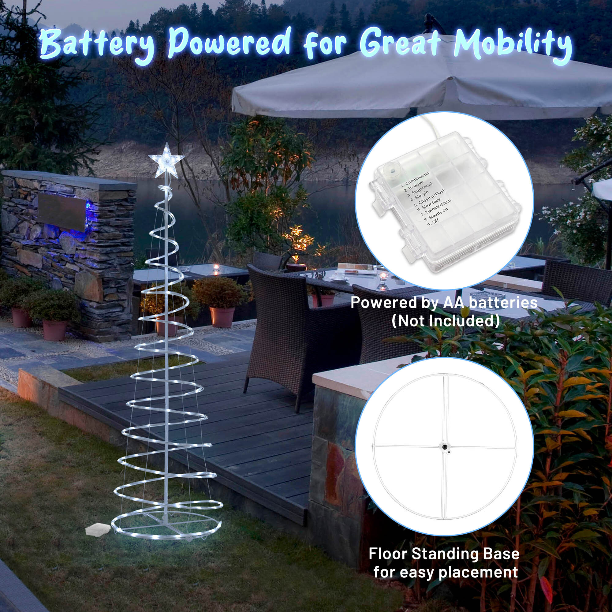 Yescom Luminoso Spirale Albero di Natale Luce Giardino Esterno Decorazione Festa - Foto 25 di 45