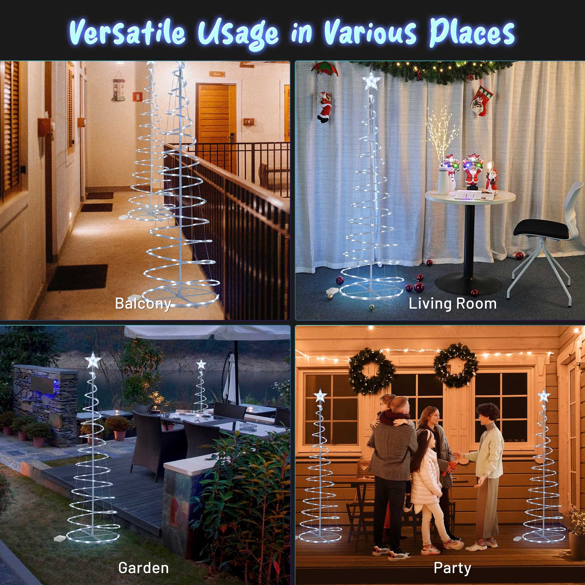 Yescom Luminoso Spirale Albero di Natale Luce Giardino Esterno Decorazione Festa - Foto 23 di 45