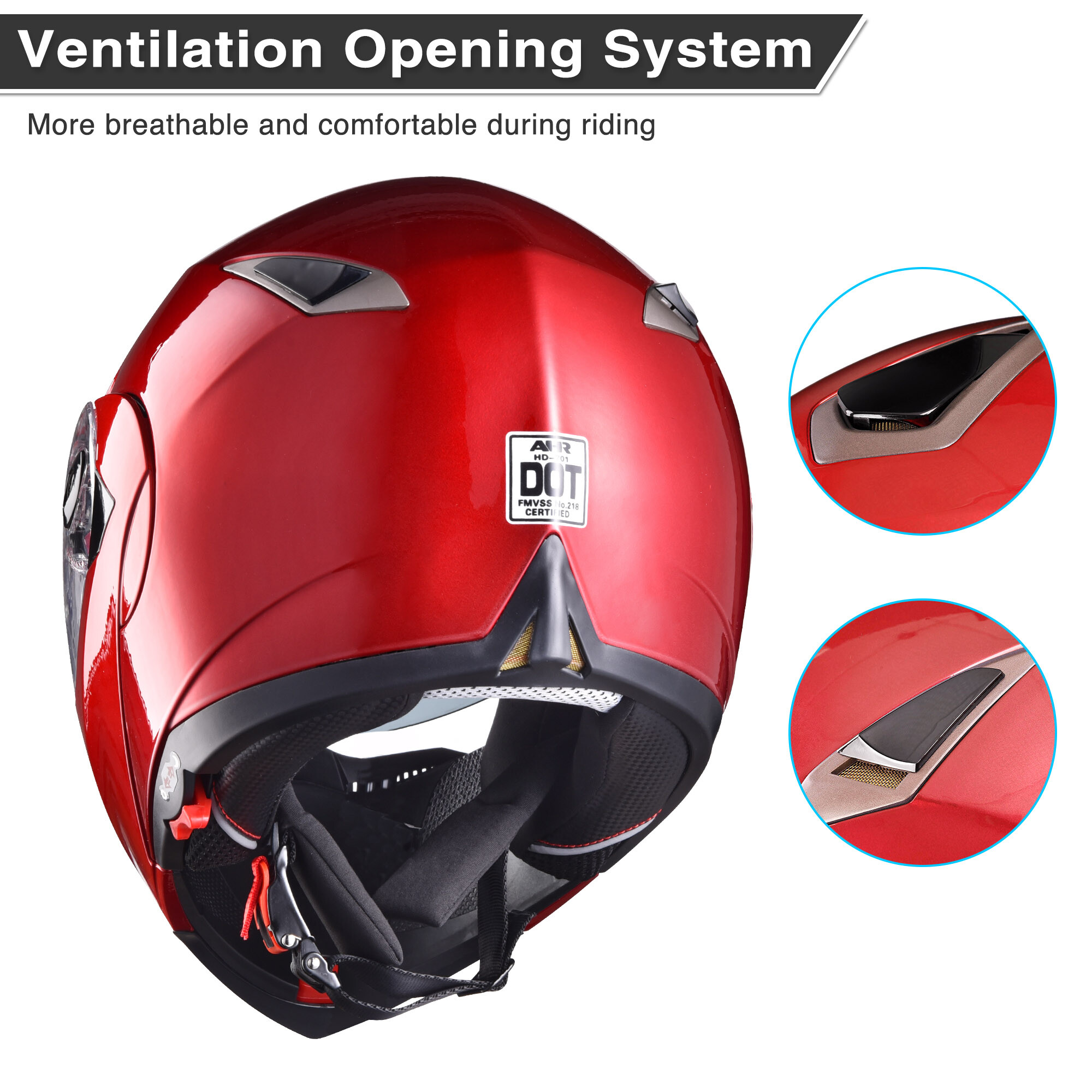AHR DOT Full Face Flip up Motorcycle Helmet Dual Visor Motocross
