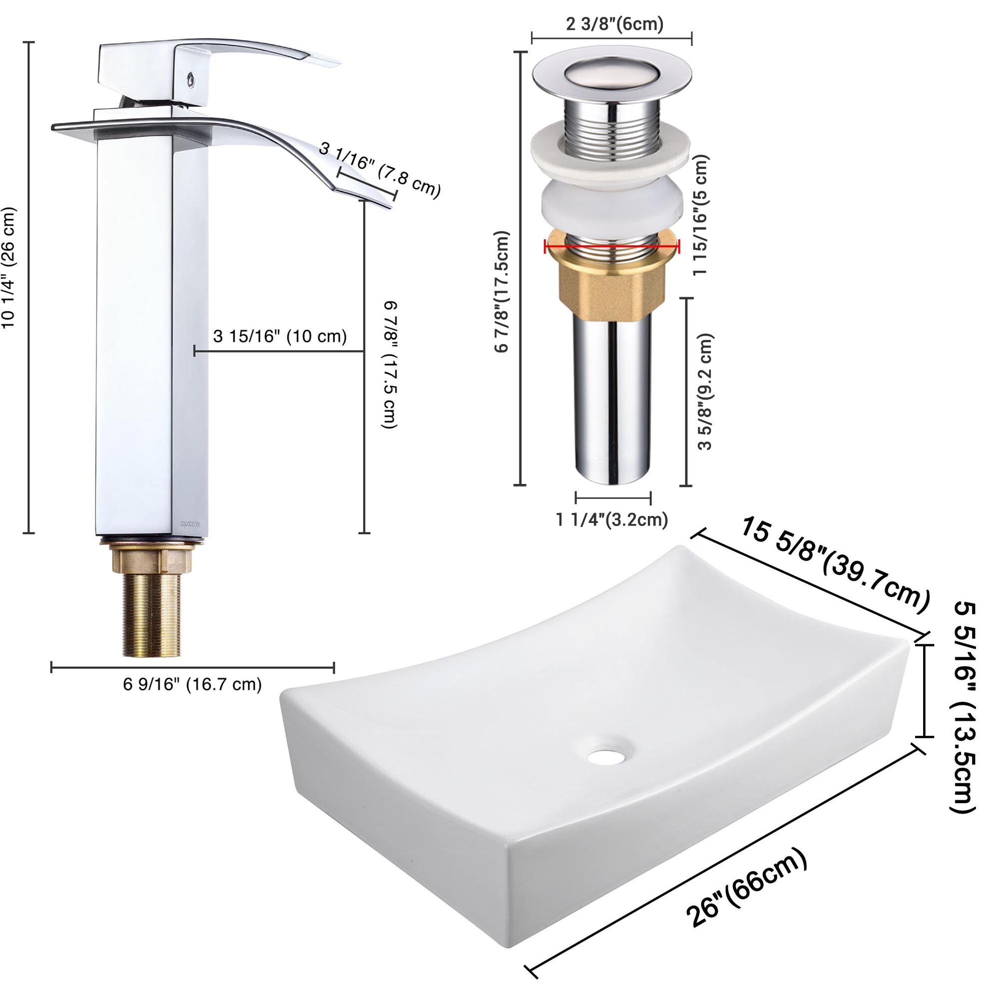 Aquaterior Bathroom Ceramic Countertop Vessel Sink Basin w/ Faucet Pop Up Drain - Picture 70 of 70