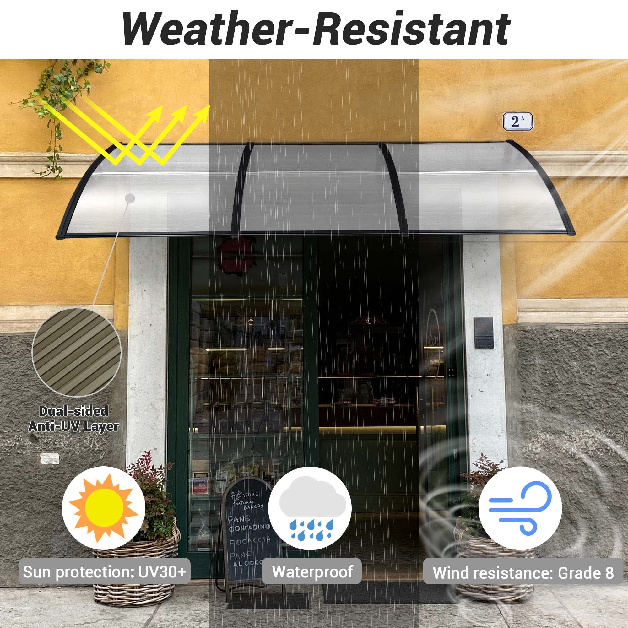 Fenster Markise Tür Vordach Regenschutz UV Schutz Polycarbonat - Bild 18 von 20