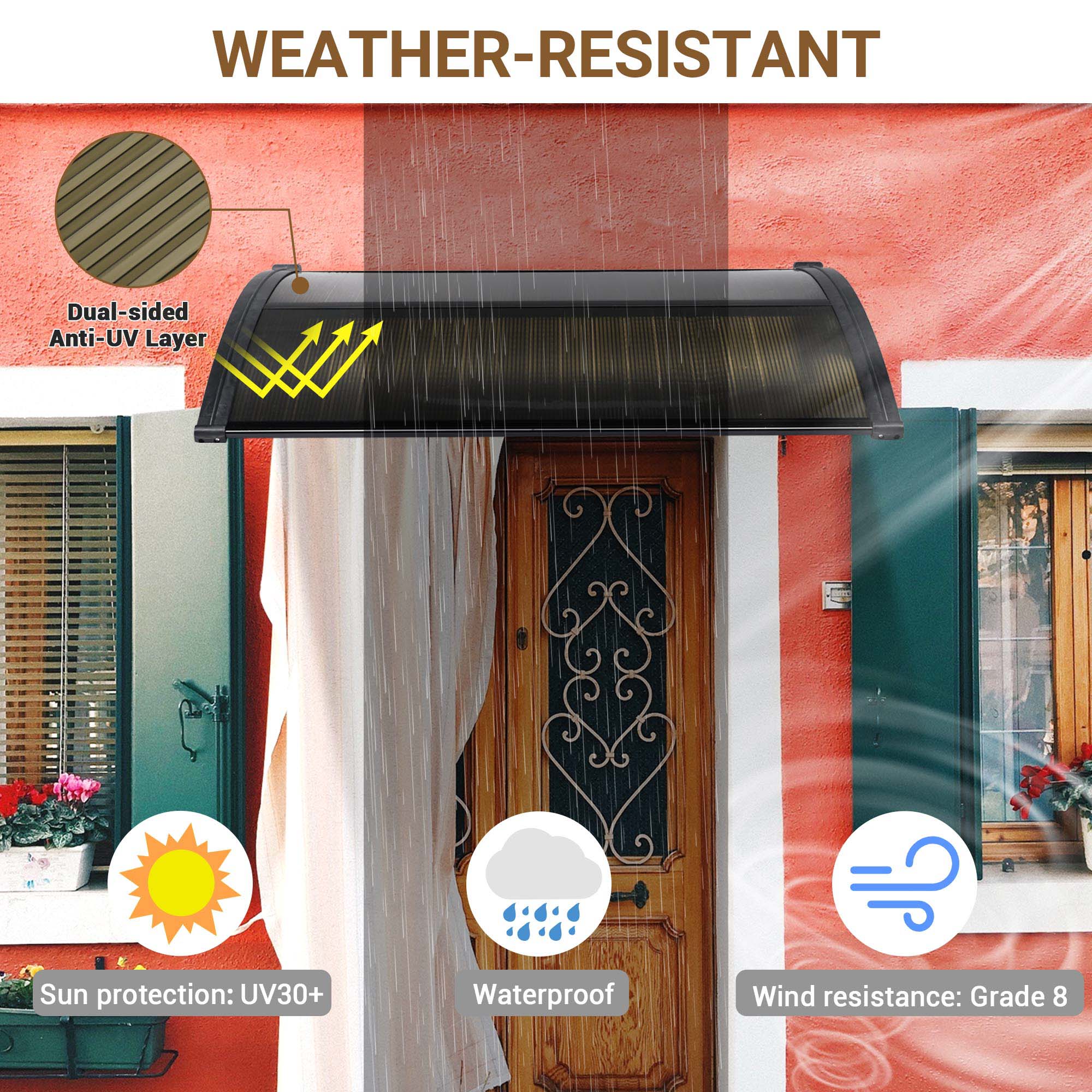 Fenster Markise Tür Vordach Regenschutz UV Schutz Polycarbonat - Bild 9 von 20