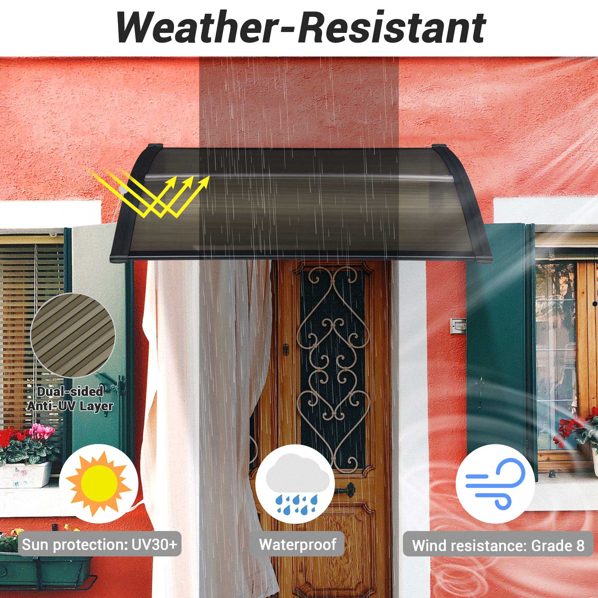 Fenster Markise Tür Vordach Regenschutz UV Schutz Polycarbonat - Bild 13 von 20