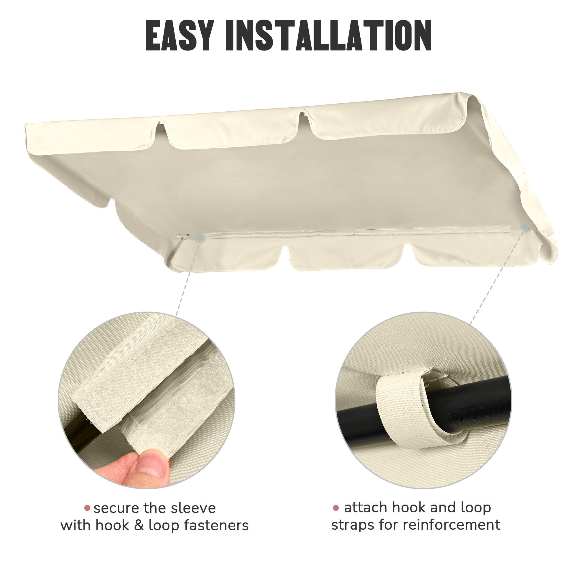 Outdoor Swing Canopy Top Replacement Patio Garden Seat Cover 63 3/4" x 47 1/4" - Picture 17 of 20