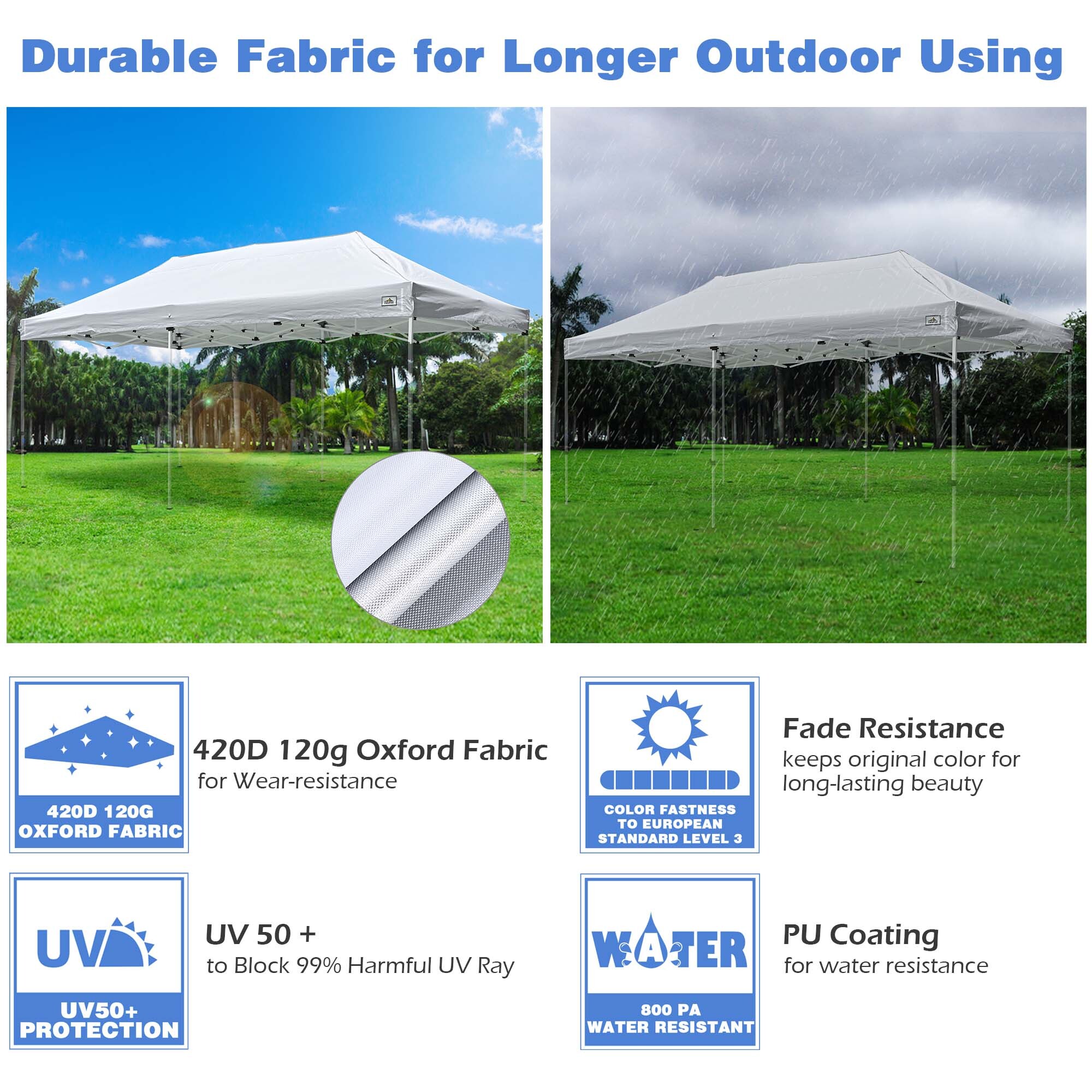 Cubierta de tienda parasol exterior de repuesto superior con dosel emergente EZ resistente a los rayos UV - Imagen 18 de 50