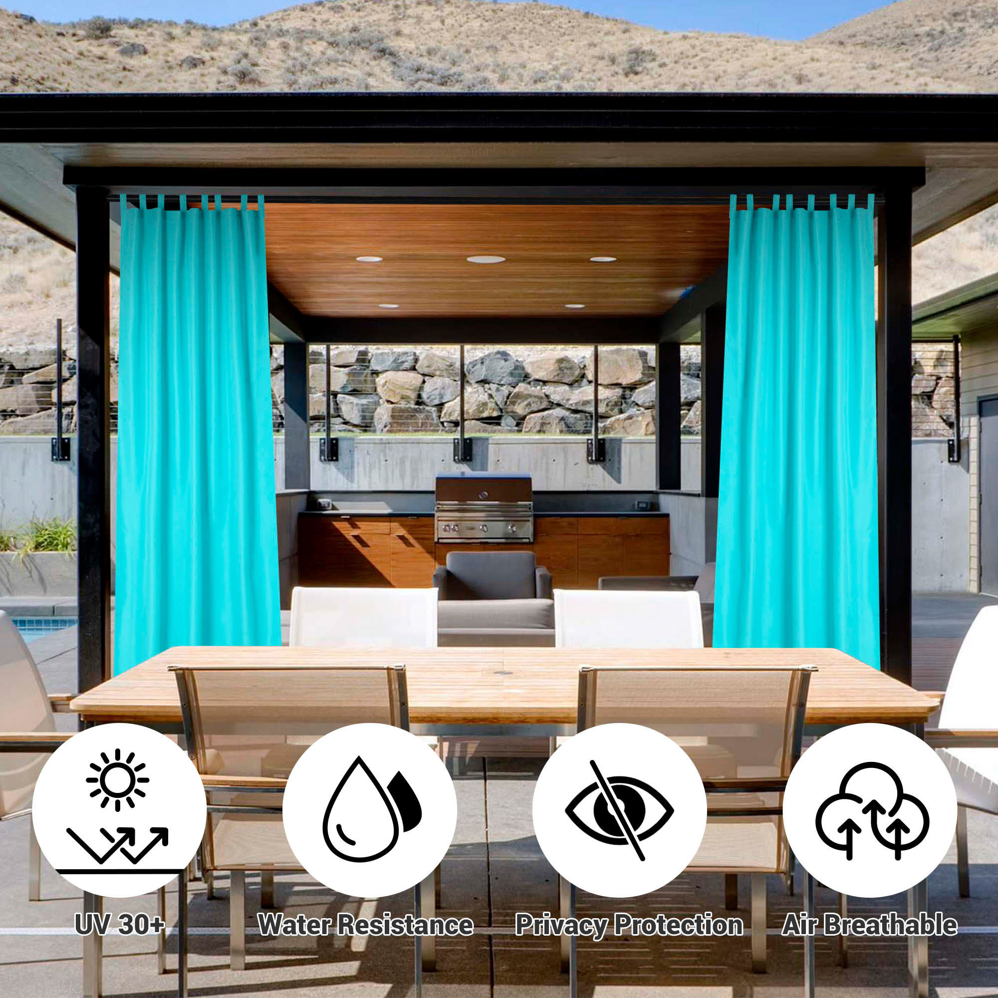 Yescom 20-Pack 54"x96"/108"/120" Outdoor Curtain Panel UV Patio Pergola Corridor - Picture 13 of 15