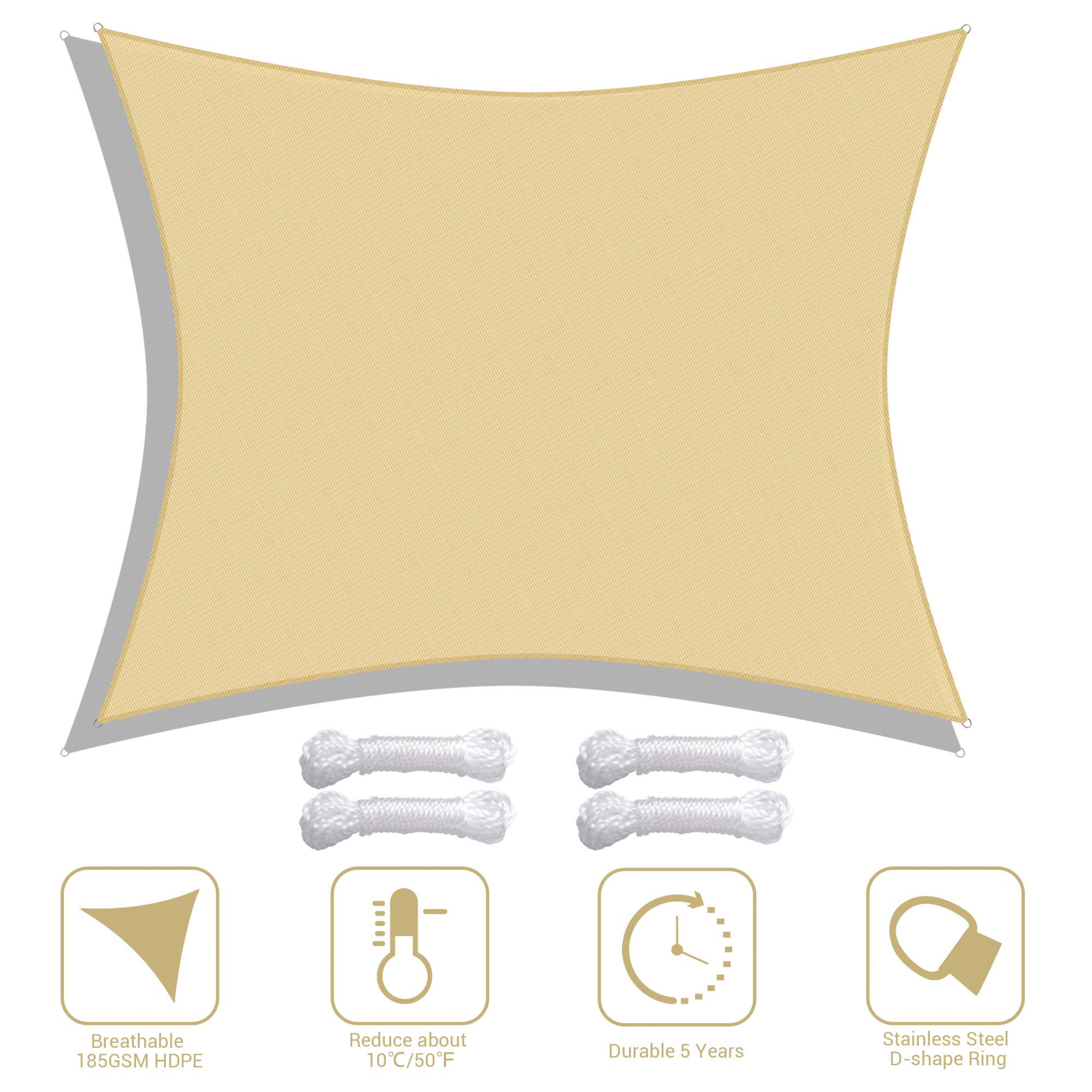 Yescom Sun Shade Sail Outdoor Top Canopy Patio 11' 16.5' Triangle 18' Square - Picture 129 of 165