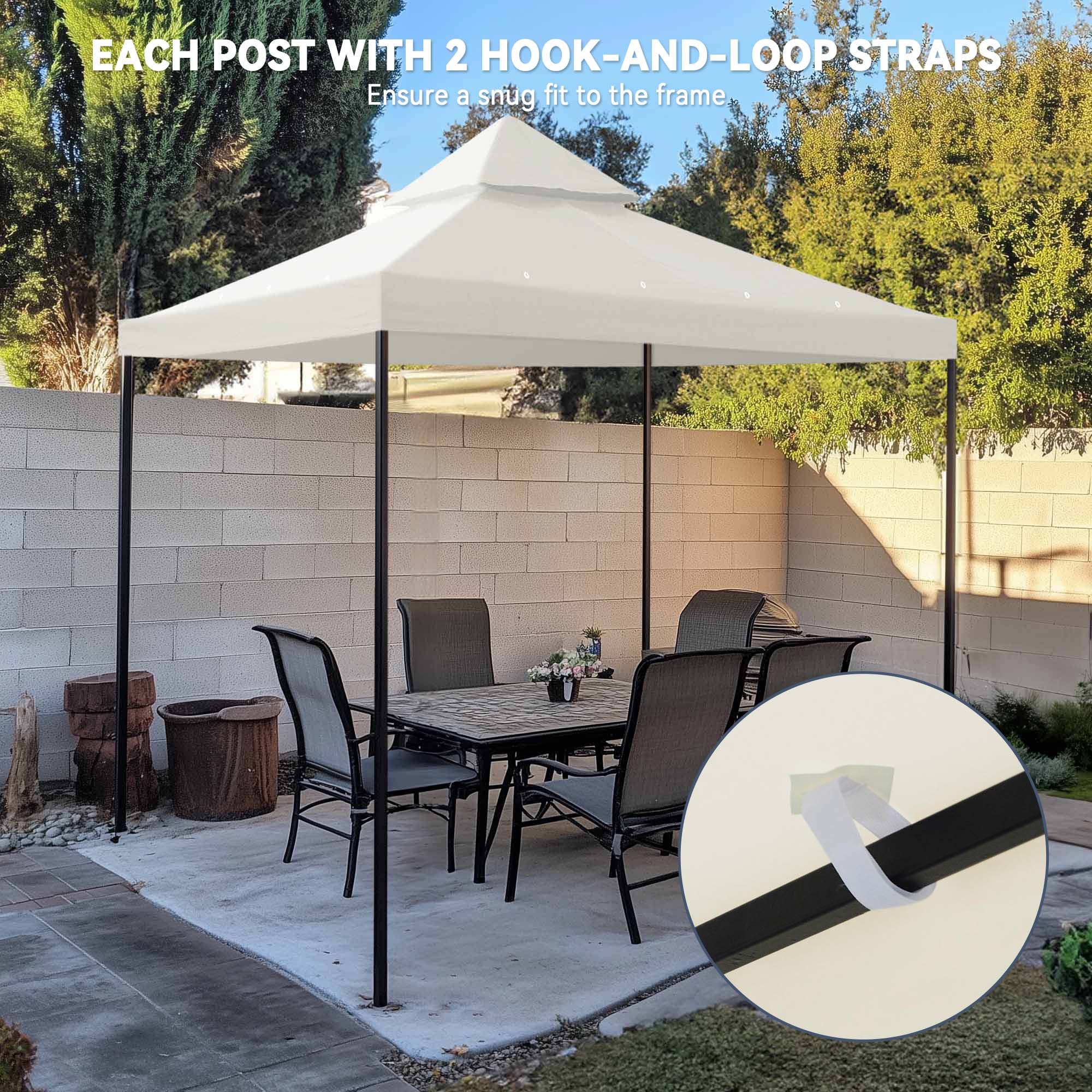 Gazebo Canopy Top Replacement Outdoor Garden Sunshade Cover Dual-tier One-tier