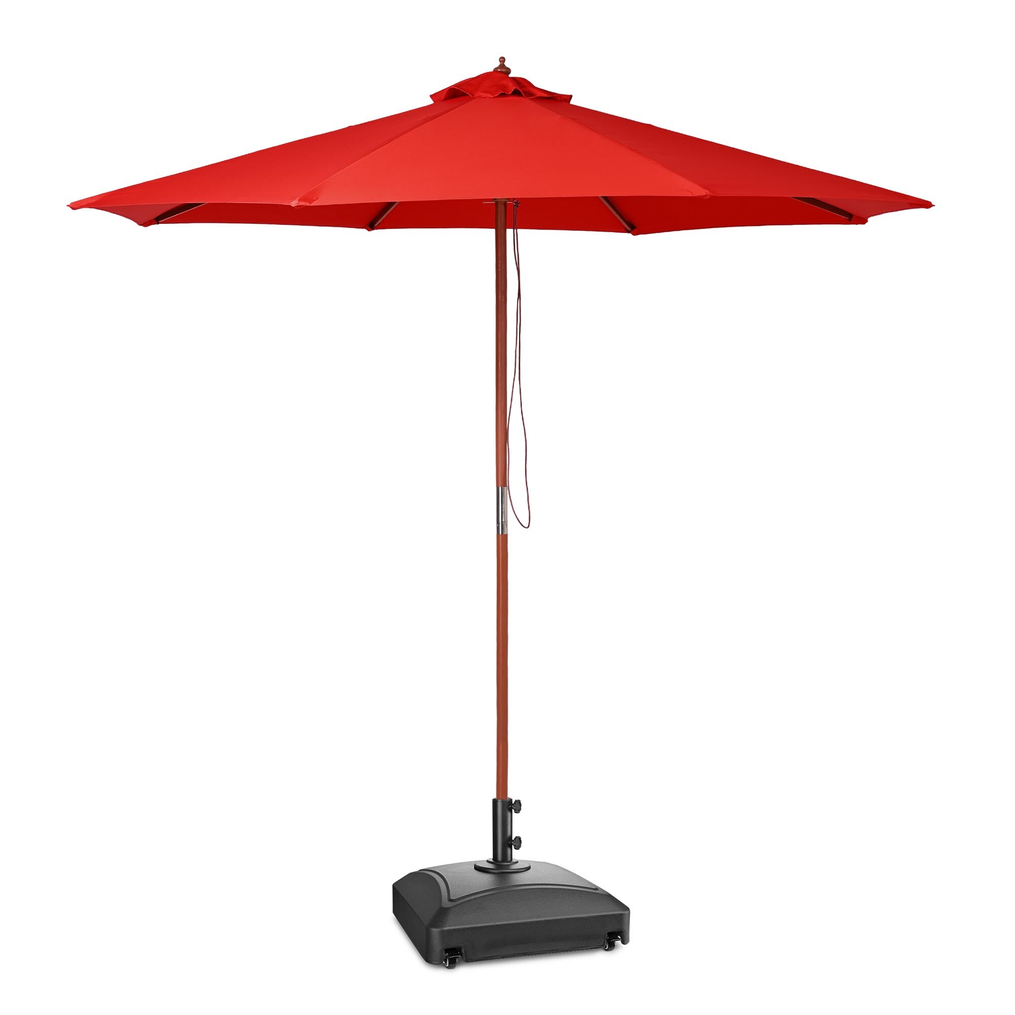 Aplus 9' Wood Outdoor Patio Umbrella with Base Included Wheels Stand - Picture 22 of 33