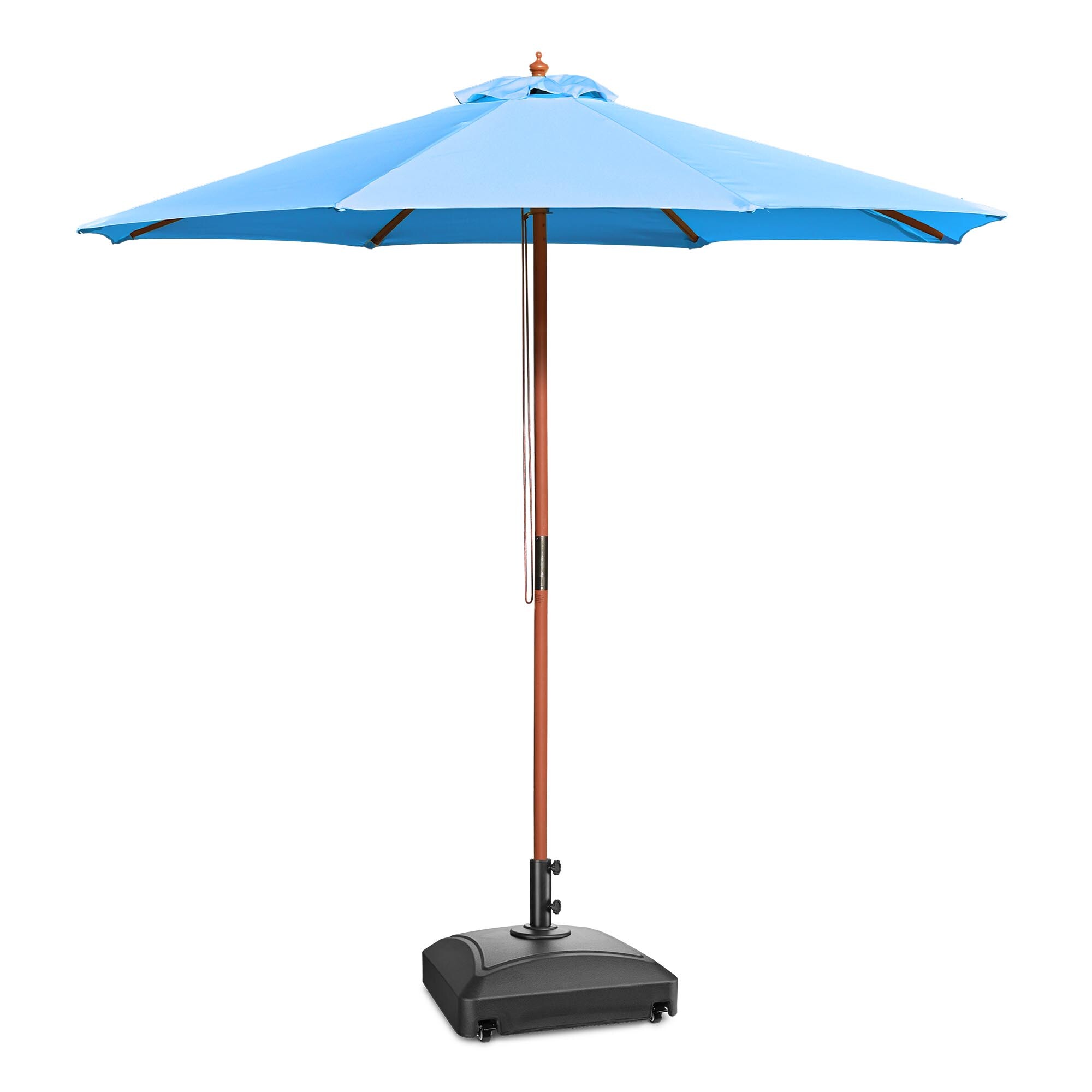 Aplus 9' Wood Outdoor Patio Umbrella with Base Included Wheels Stand - Picture 10 of 33