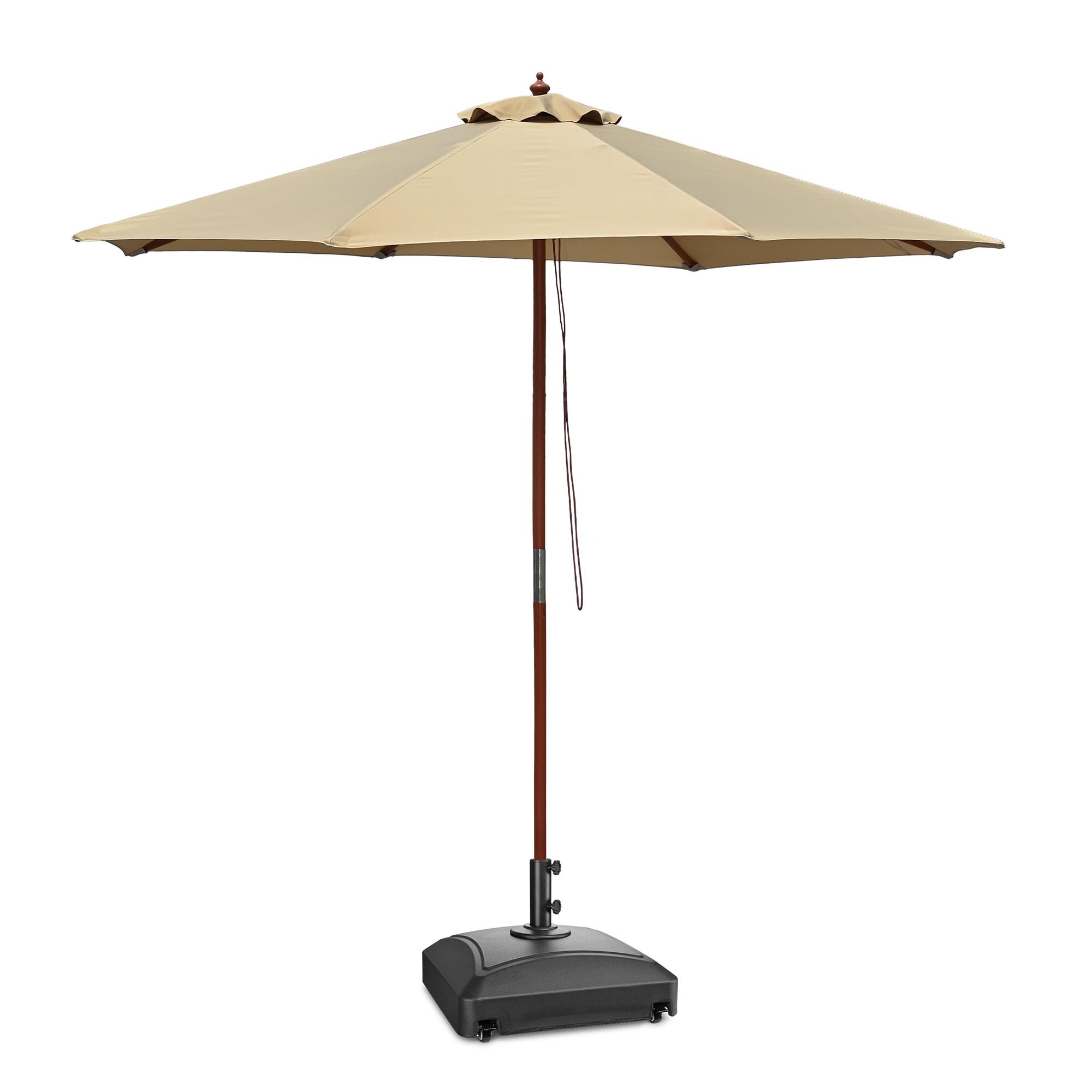 Aplus 9' Wood Outdoor Patio Umbrella with Base Included Wheels Stand - Picture 26 of 33