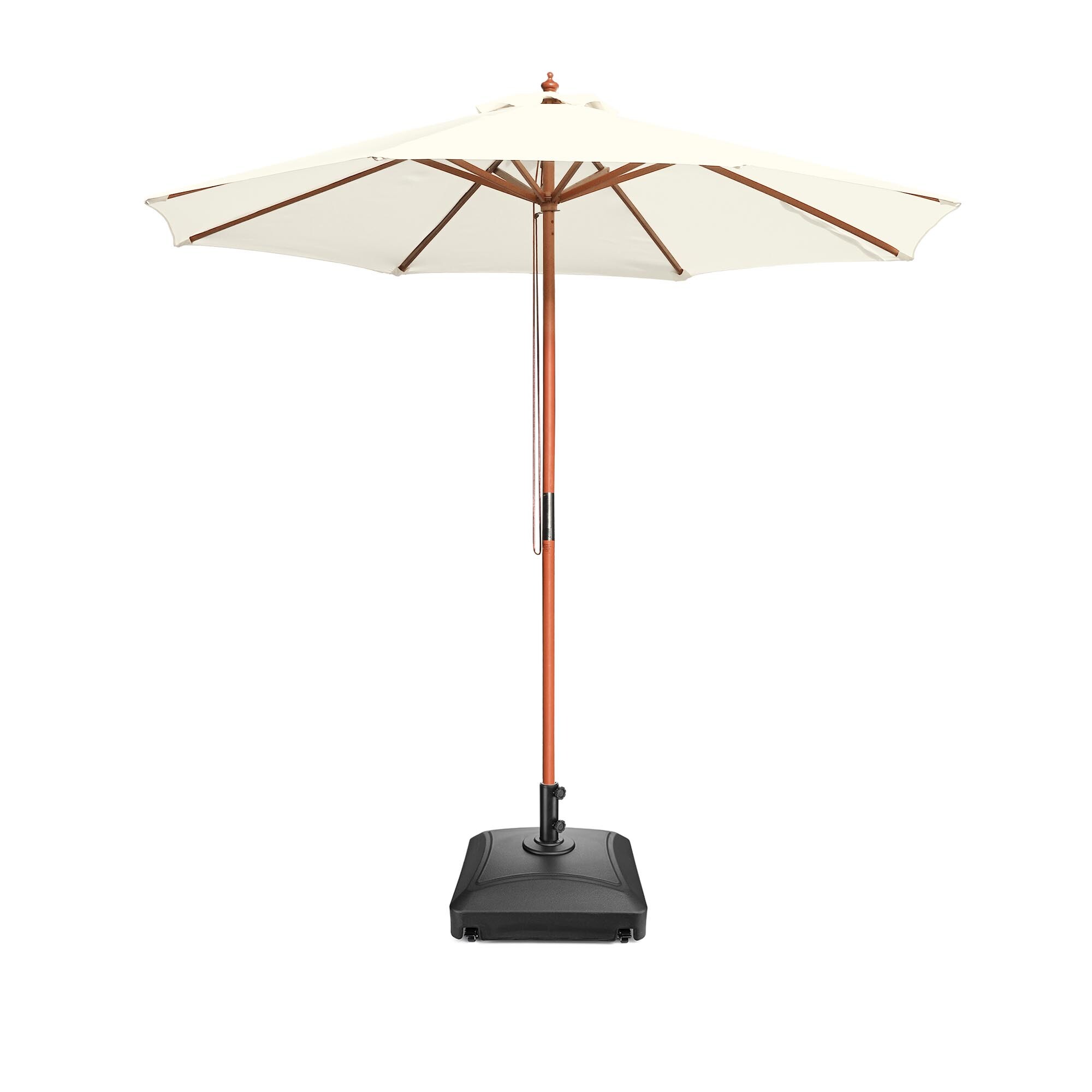 Aplus 9' Wood Outdoor Patio Umbrella with Base Included Wheels Stand - Picture 14 of 33
