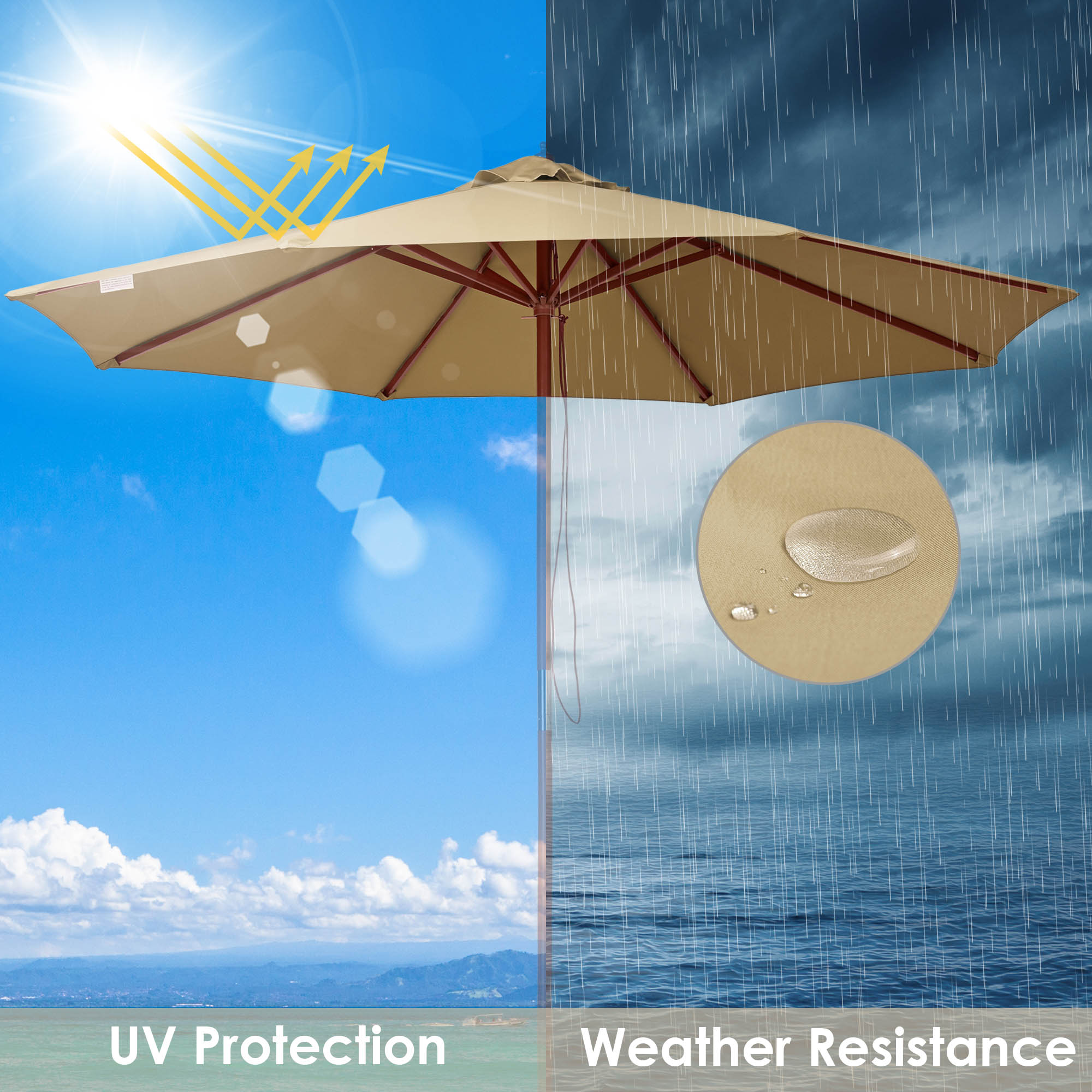 Apluschoice 9 Ft Patio Umbrella Canopy Top Cover Replacement 8-Rib Outdoor Yard - Picture 15 of 61