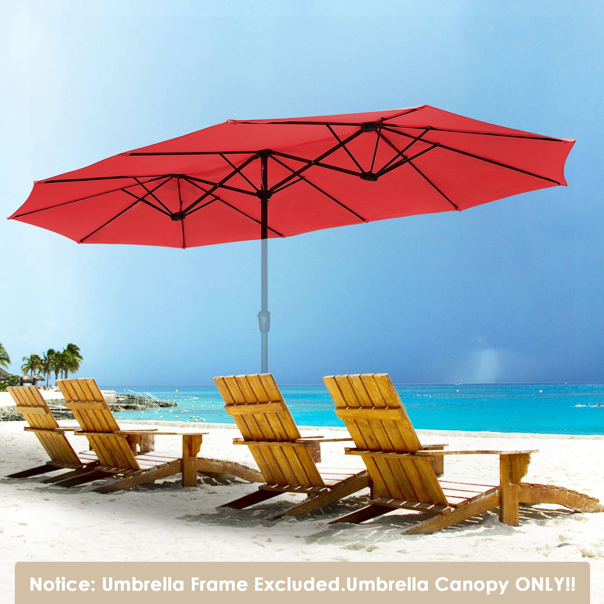 14 Ft Double Sided Umbrella Replacement Canopy Table Top Outdoor Beach Pool - Picture 34 of 49
