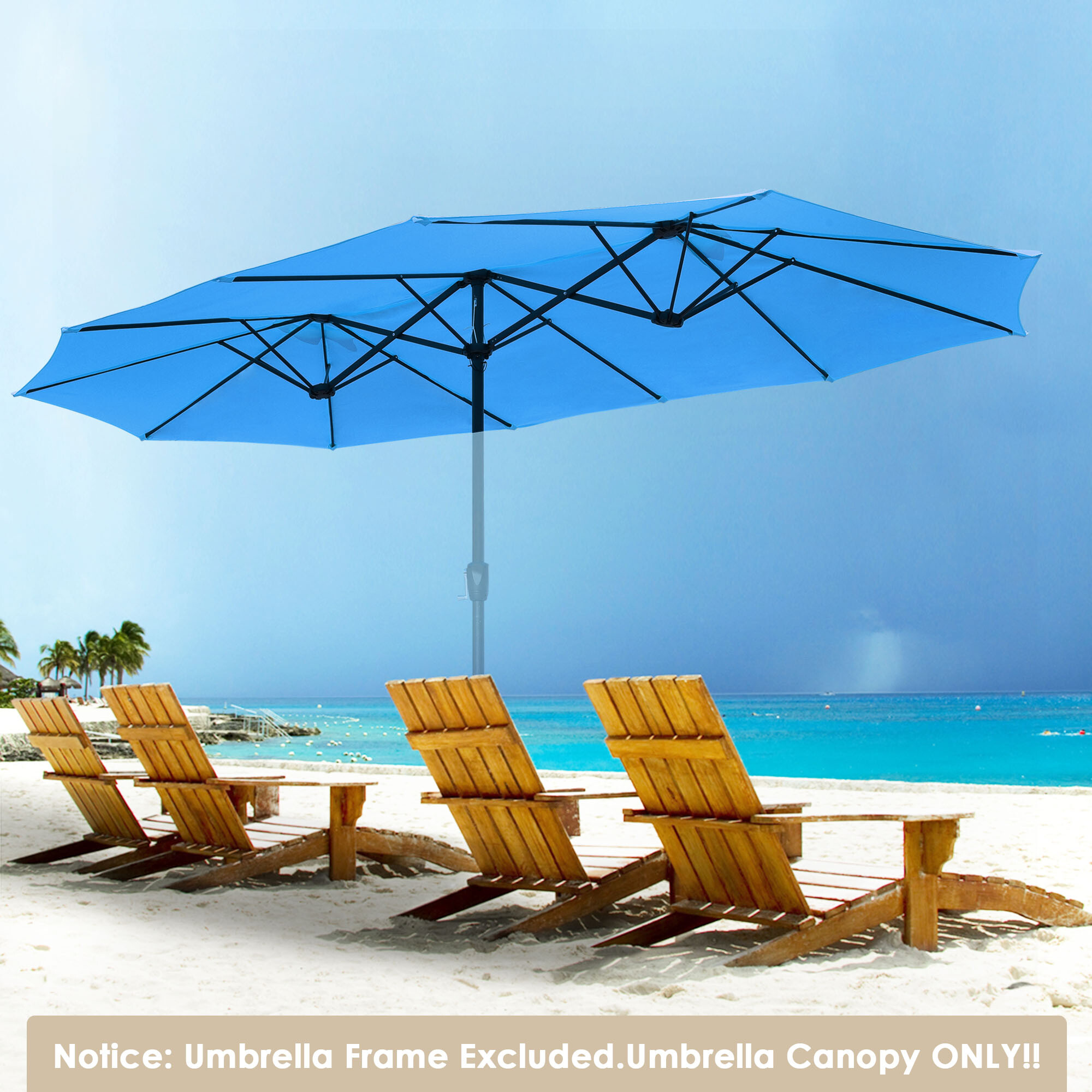 14 Ft Double Sided Umbrella Replacement Canopy Table Top Outdoor Beach Pool - Picture 39 of 49