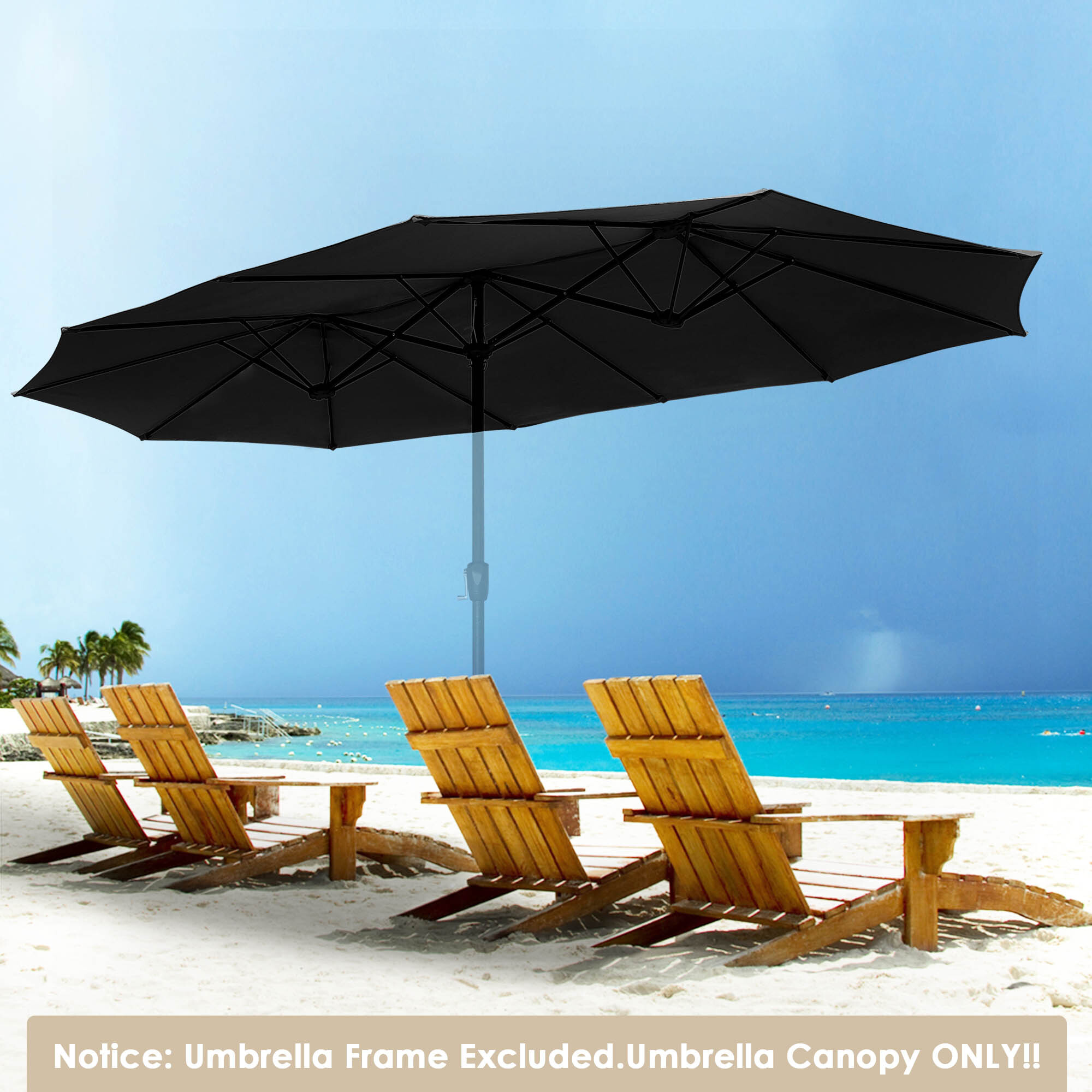 14 Ft Double Sided Umbrella Replacement Canopy Table Top Outdoor Beach Pool - Picture 9 of 49