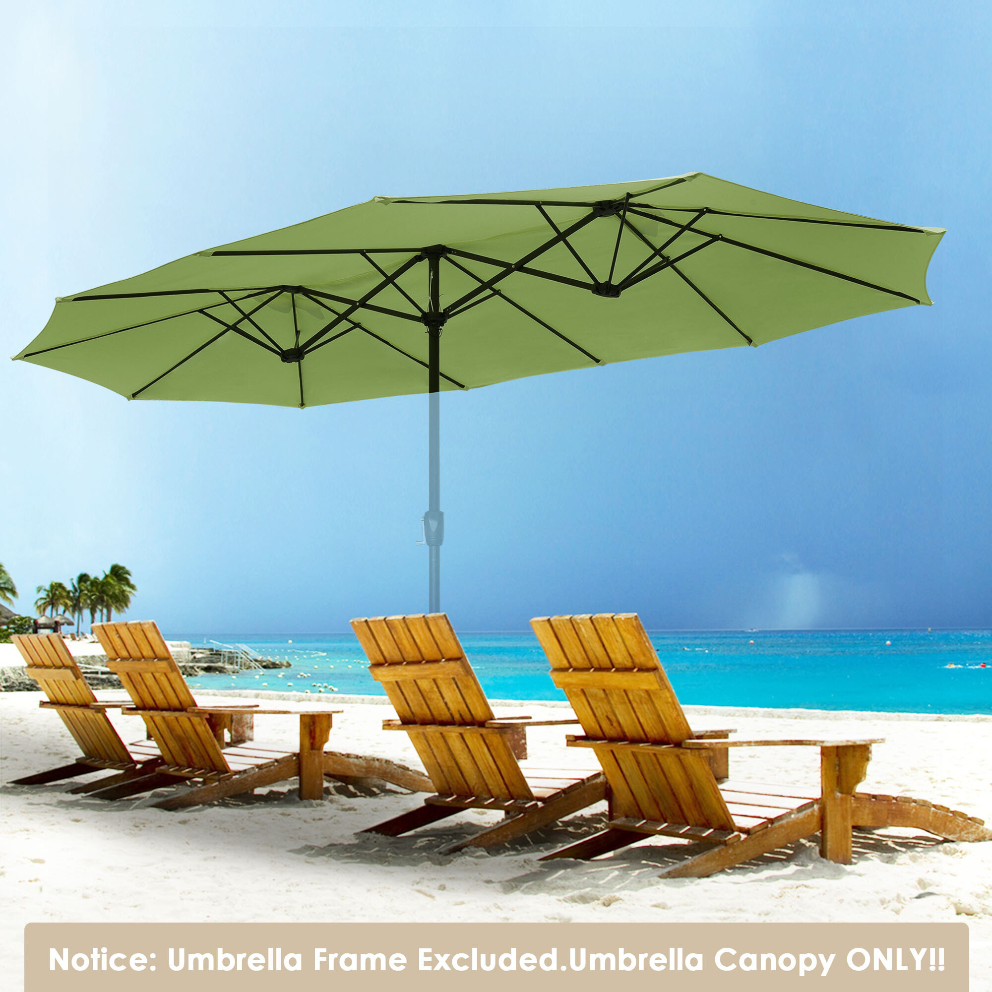 14 Ft Double Sided Umbrella Replacement Canopy Table Top Outdoor Beach Pool - Picture 30 of 49