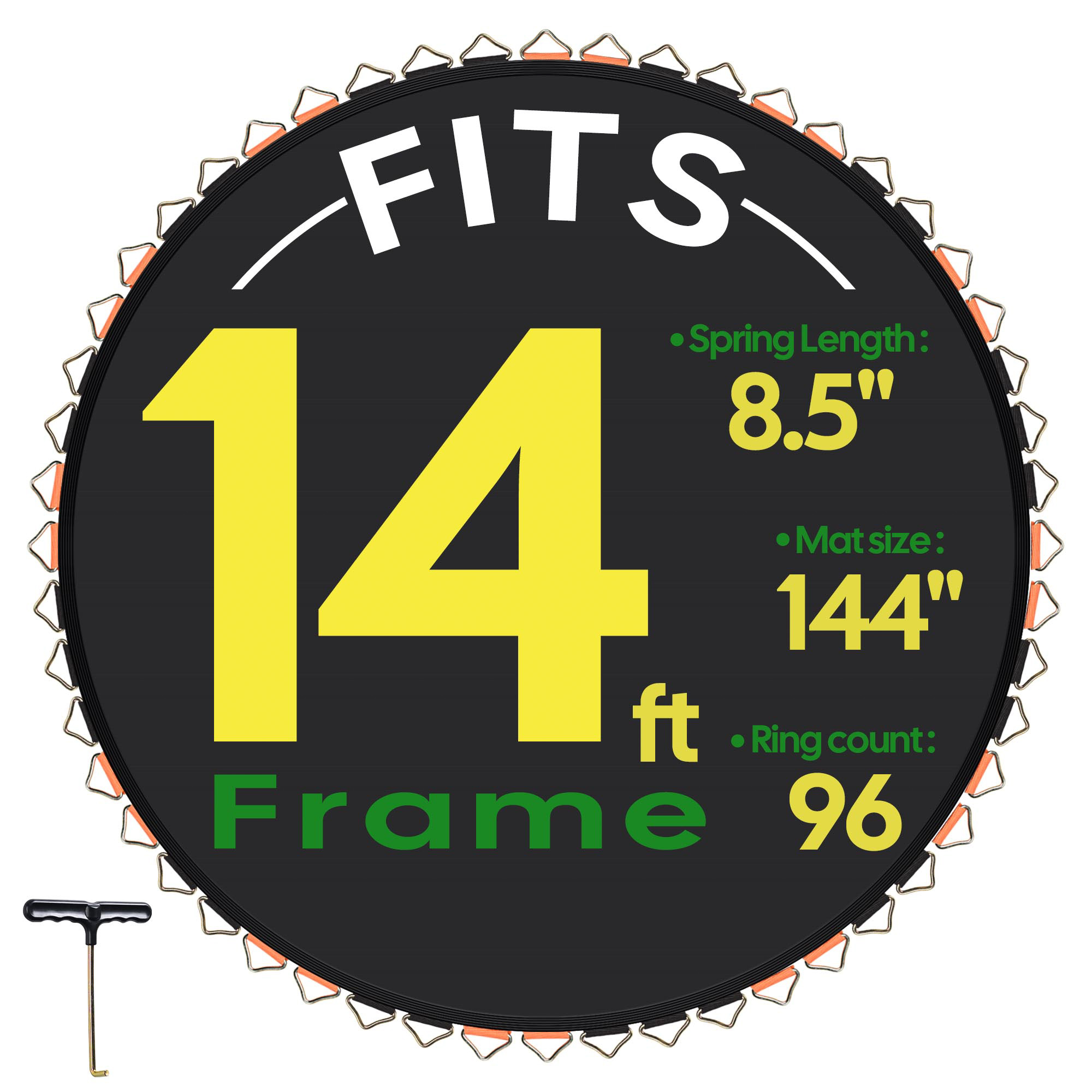 12' 13' 14' 15' Round Trampoline Mat Replacement 72-96 Rings 5.5" 7" 8.5" Spring - Picture 21 of 30