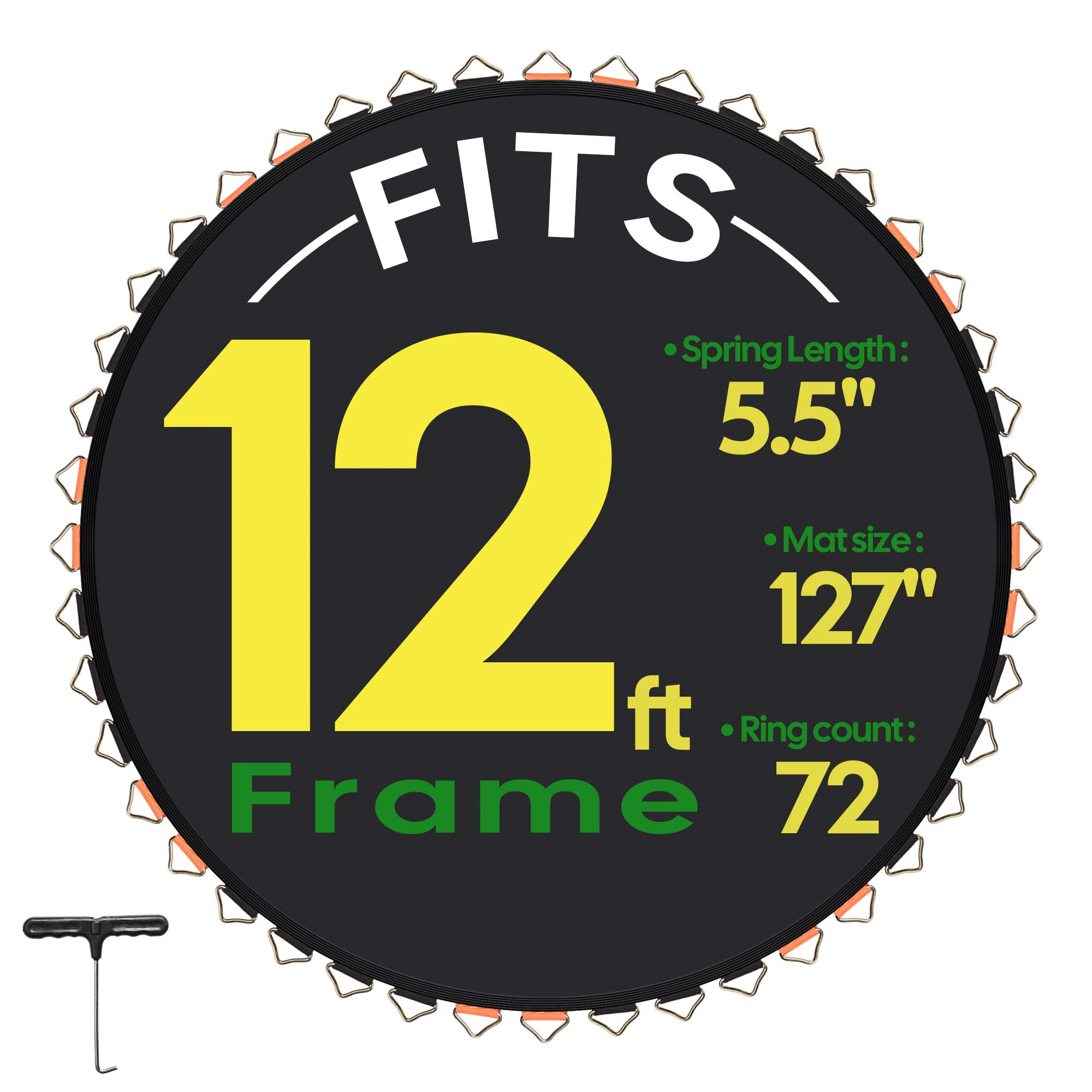 12' 13' 14' 15' Round Trampoline Mat Replacement 72-96 Rings 5.5" 7" 8.5" Spring - Picture 6 of 30