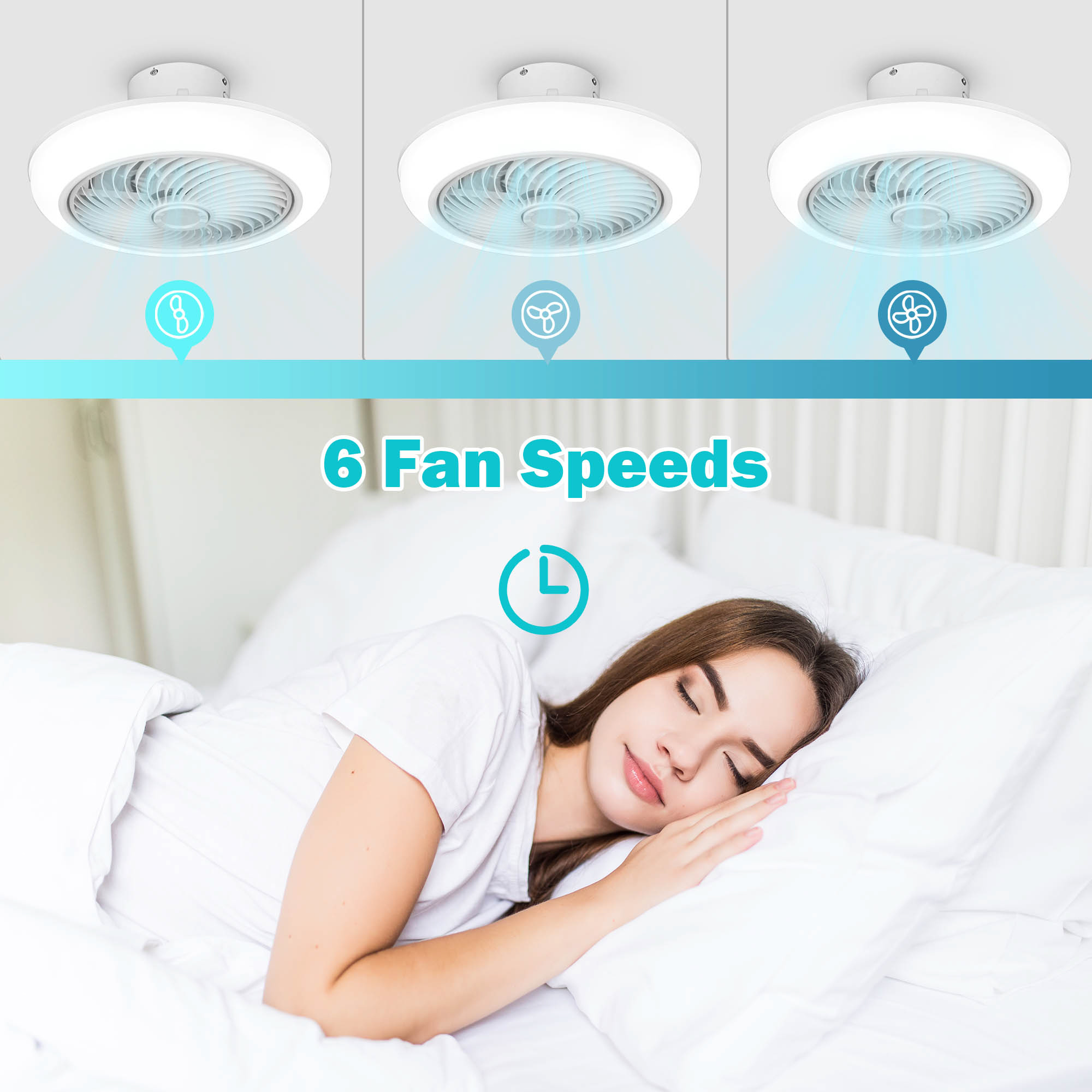 Modern Enclosed Ceiling Fan with Light Dimmable Lamp Reversible Airflow Bedroom - Bild 6 von 17
