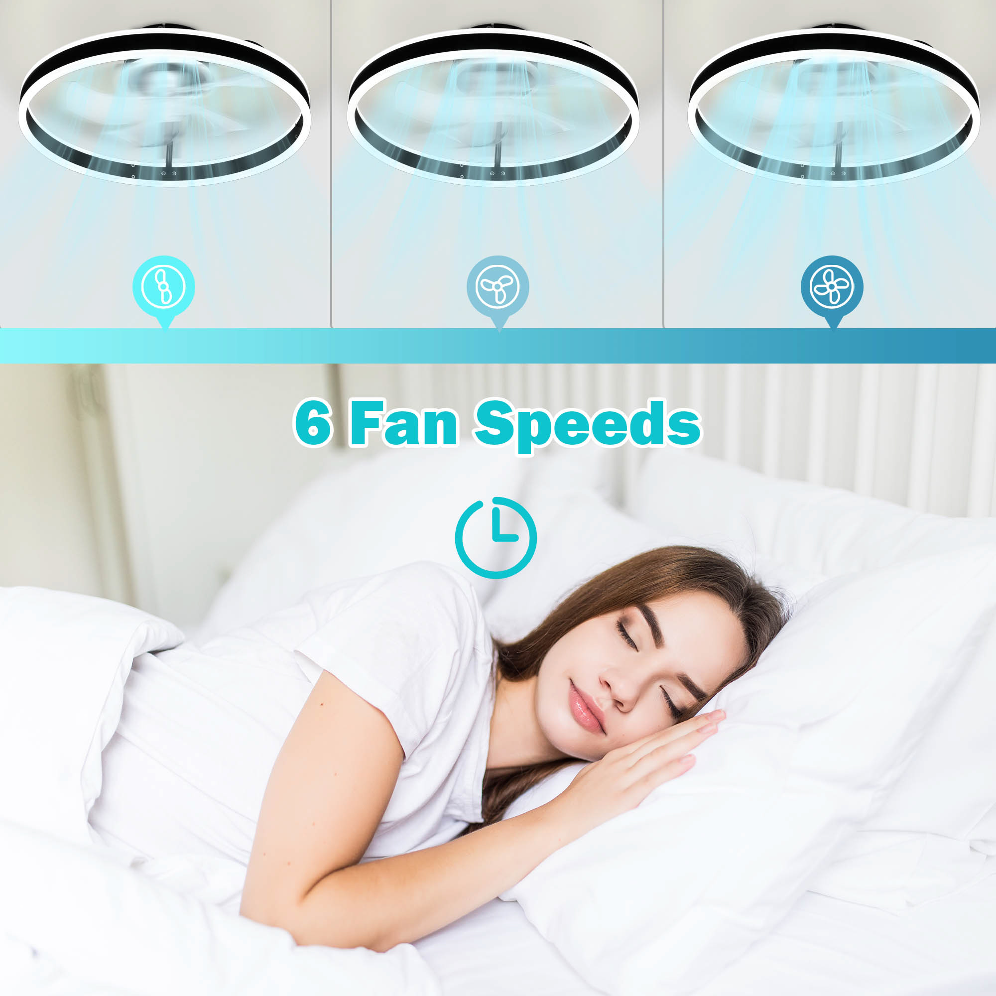 Modern Enclosed Ceiling Fan with Light Dimmable Lamp Reversible Airflow Bedroom - Bild 11 von 17