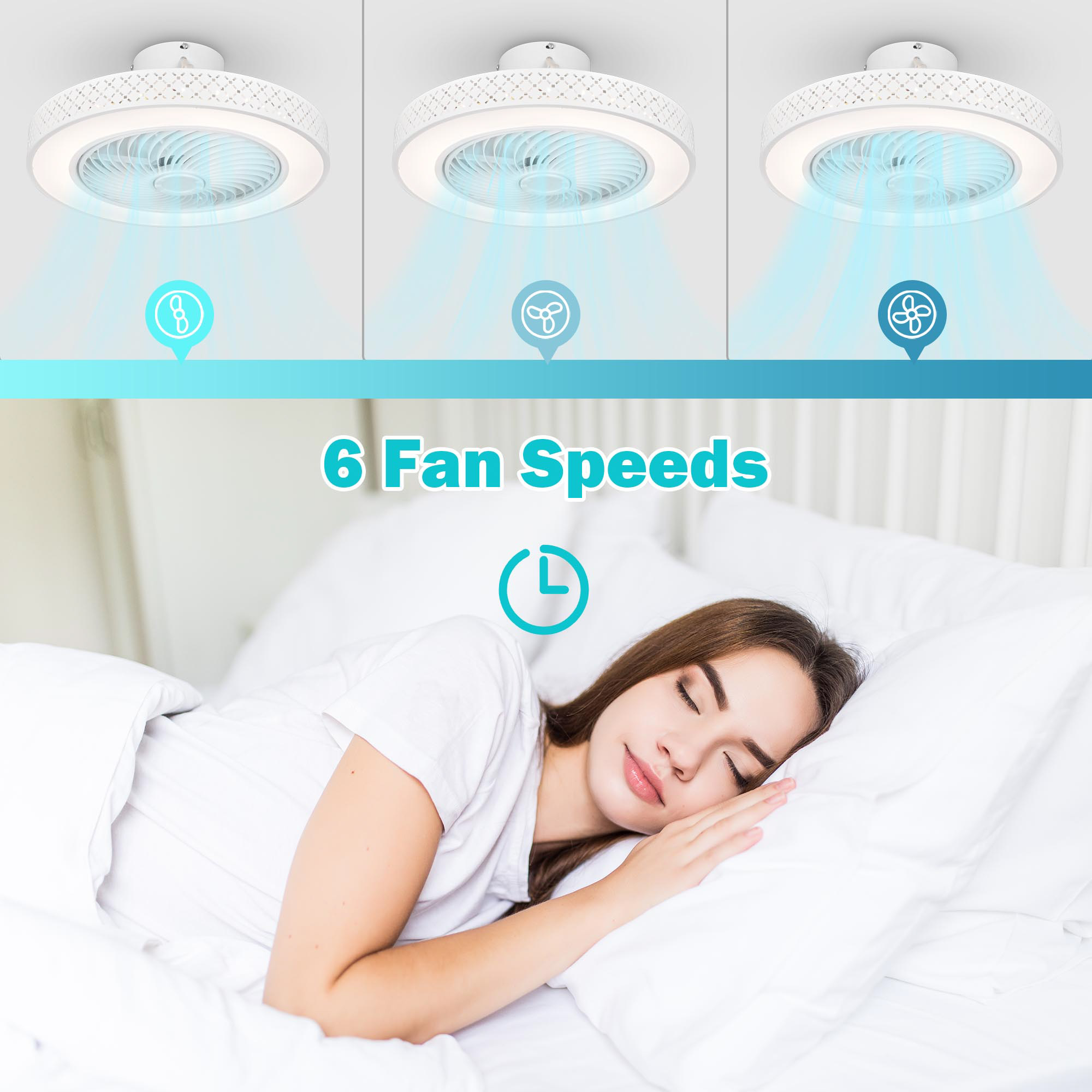 Modern Enclosed Ceiling Fan with Light Dimmable Lamp Reversible Airflow Bedroom - Bild 17 von 17