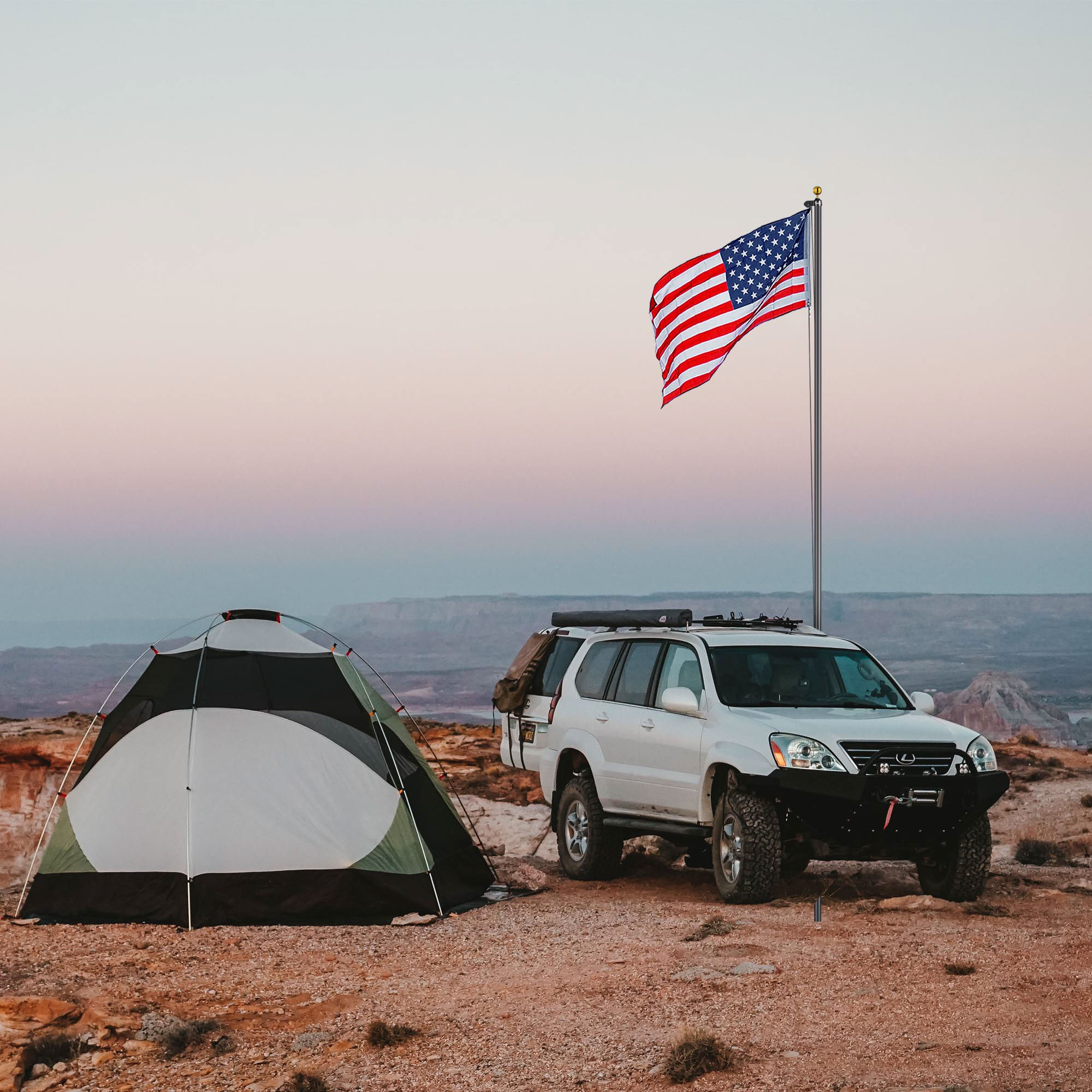 Silver/Black 20 Ft Aluminum Sectional Flagpole with 3x5 Ft US Flag Gold Ball - Picture 10 of 10