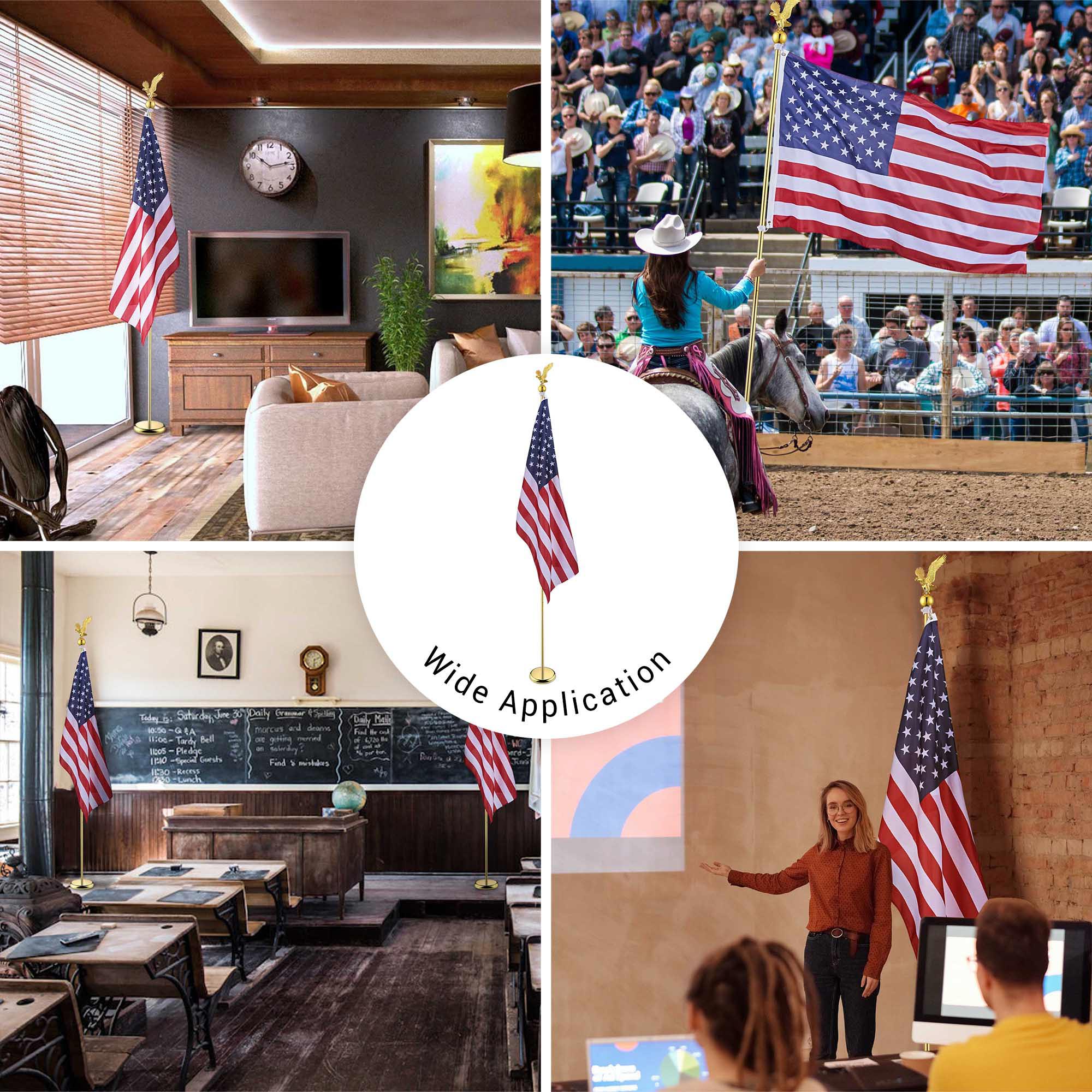 Aplus Indoor Flag Pole Kit Eagle Topper with Base US Flag Office School - Picture 8 of 16
