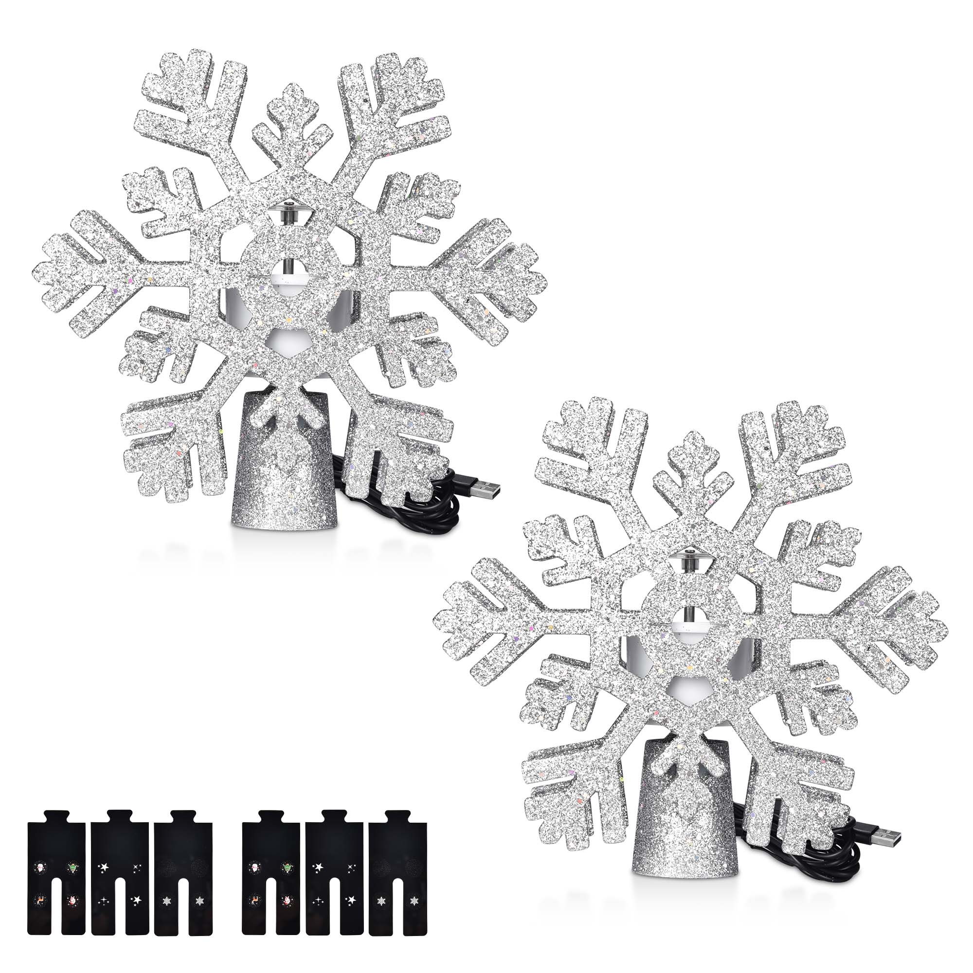 Christmas Tree Topper Star 3D LED Snowflake Rotated Projector Golden/Silver - Picture 18 of 22