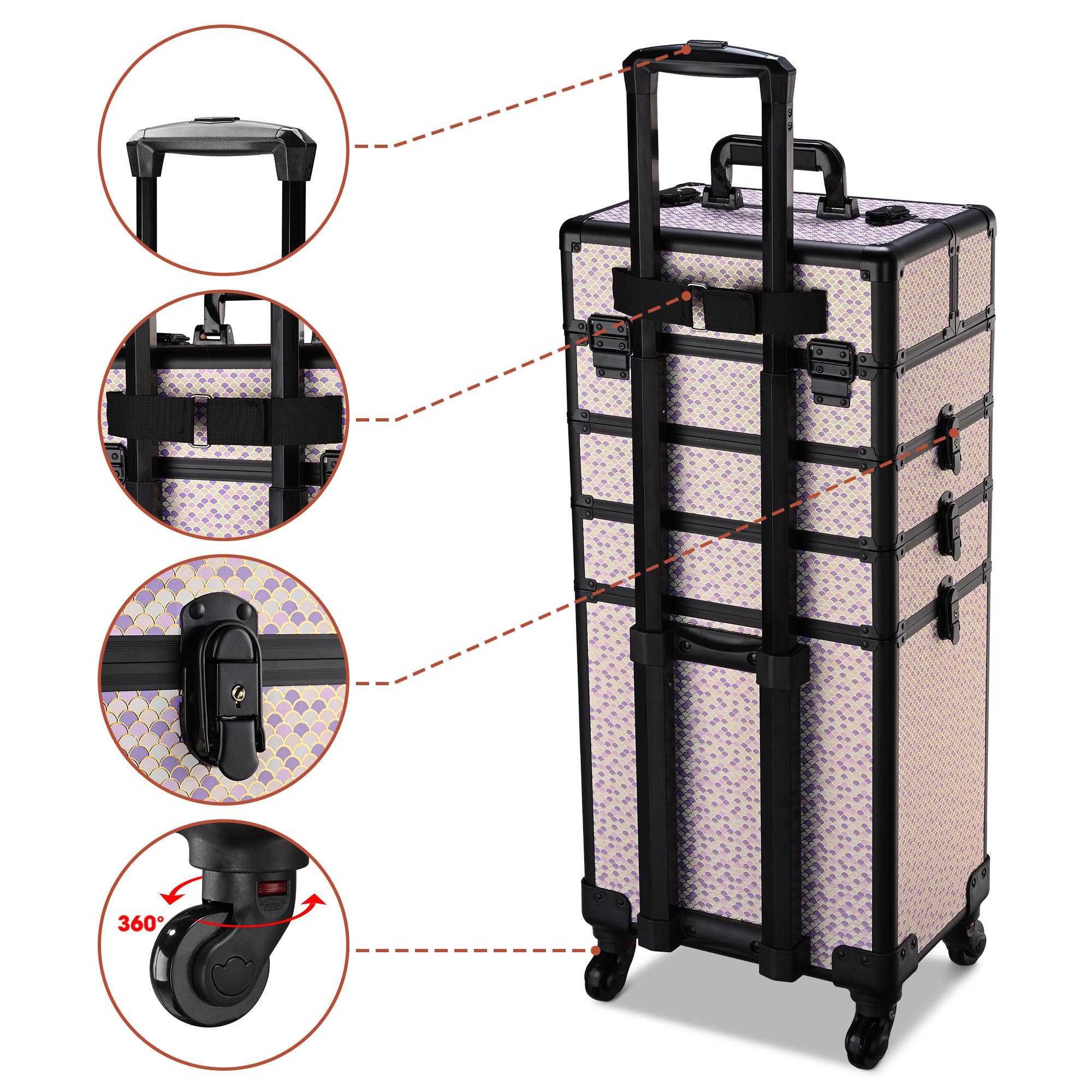 Byootique Valigetta Treno Trucco Rotante 4in1 Professionale da Viaggio - Foto 18 di 20