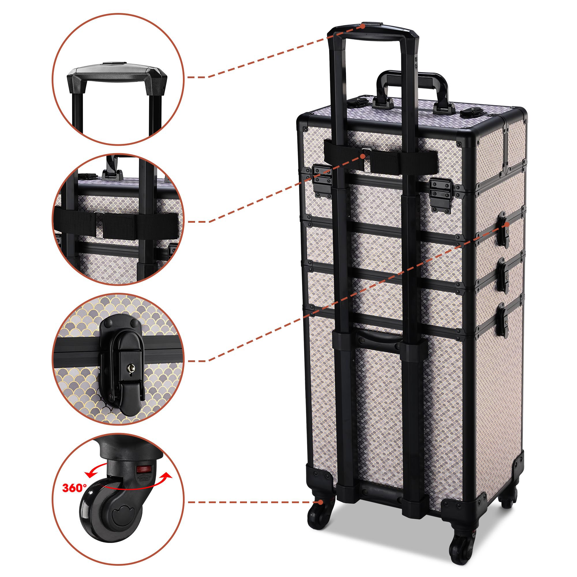 Byootique Valigetta Treno Trucco Rotante 4in1 Professionale da Viaggio - Foto 8 di 20