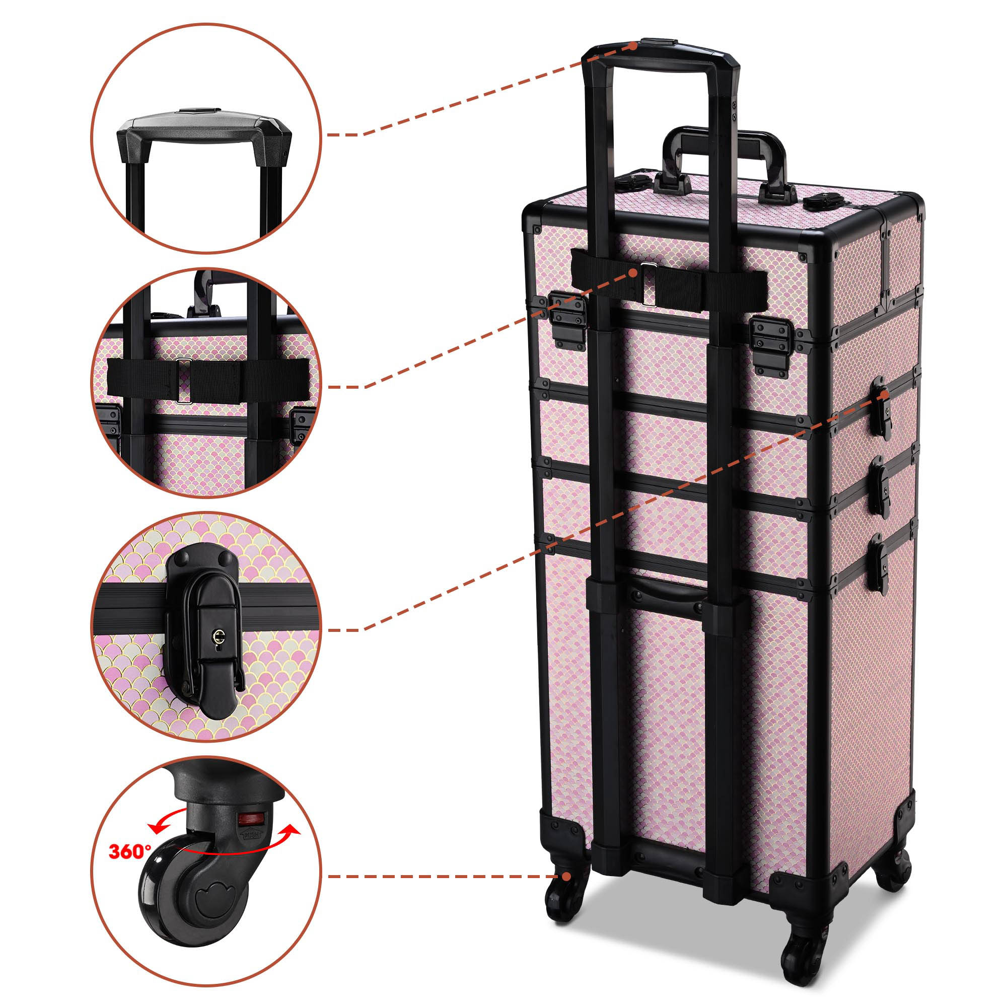 Byootique Valigetta Treno Trucco Rotante 4in1 Professionale da Viaggio - Foto 13 di 20