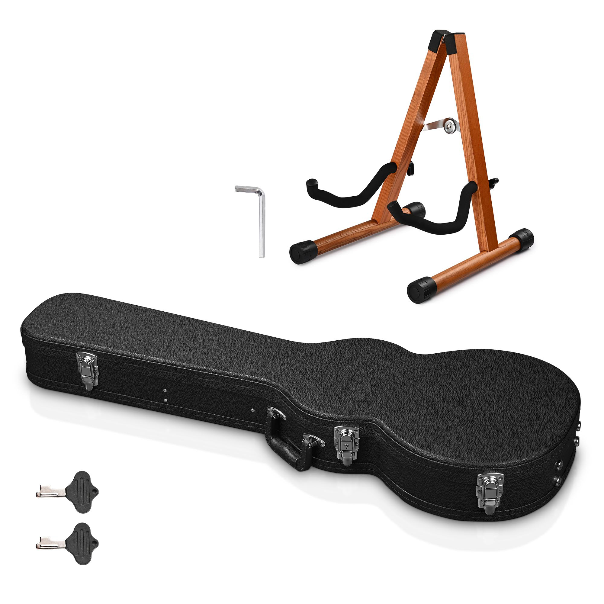 Xcceries Electric Guitar Wooden Case for LP Les Paul Type w/  Guitar Stand