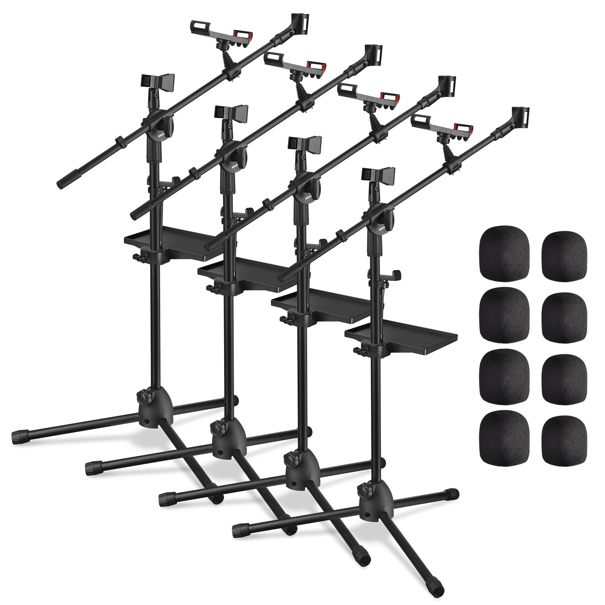 Xcceries 4 PCS Mic Stand & Storage Tray 31"-53" Height Phone Holder for Podcast