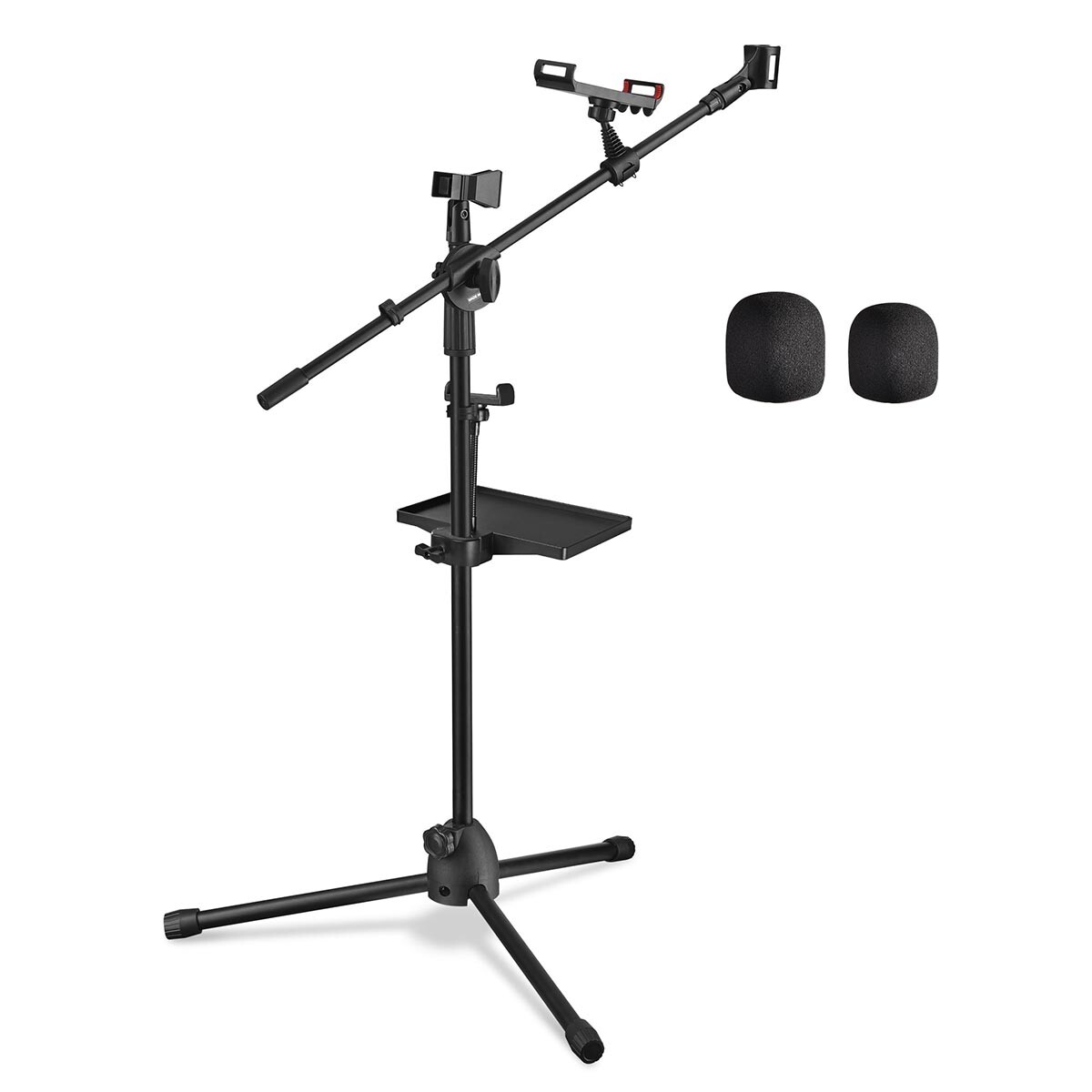 Xcceries Mic Stand with Storage Tray 31"-53" Height Phone Holder for Podcast